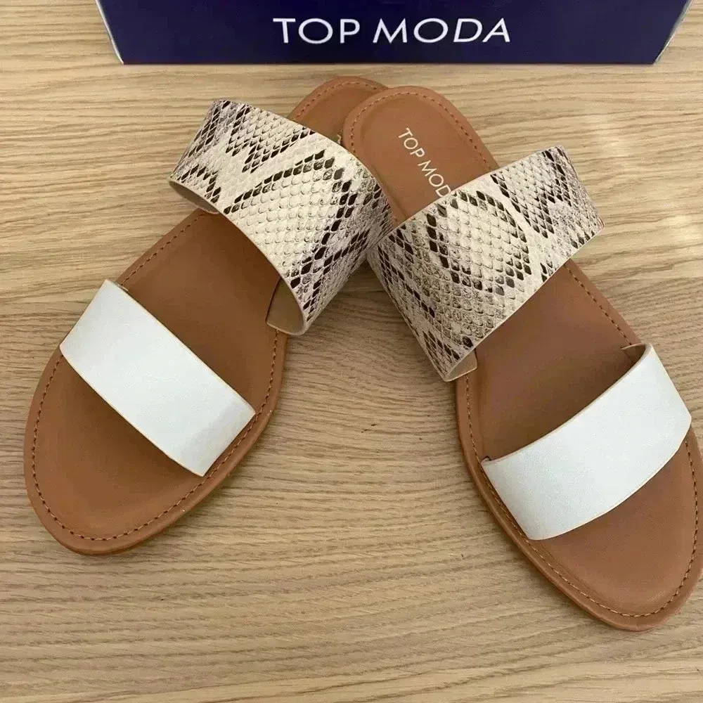 🆕Top Moda White & Snake Contrast- Strap Malik Slide🆕 - Image 4