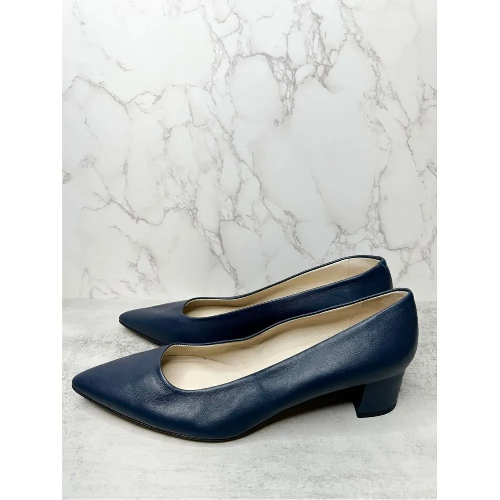 Amalfi Pumps Womens Size 12.5 Blue Pavone Slip On Leather Pointed Toe‎ Heels New - Image 5