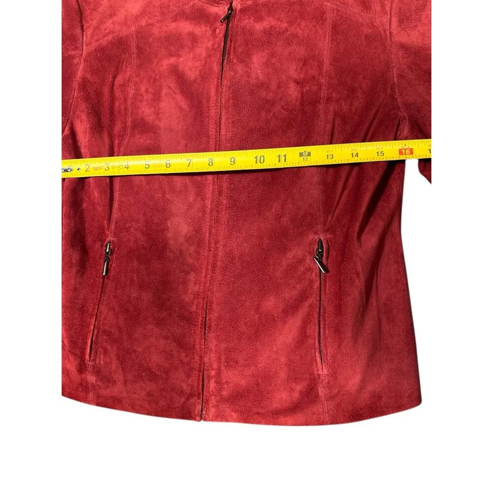 Valerie Stevens Red Suede Leather Jacket Women’s M - Image 5