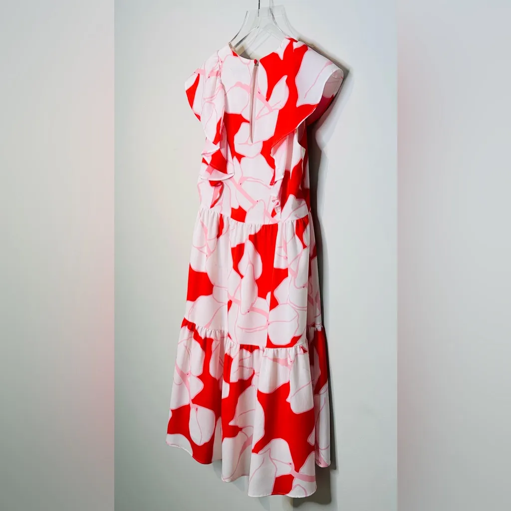 Crosby By Mollie Burch Floral Tiered Red White Pink Ruffle Dress Size XS - Image 8