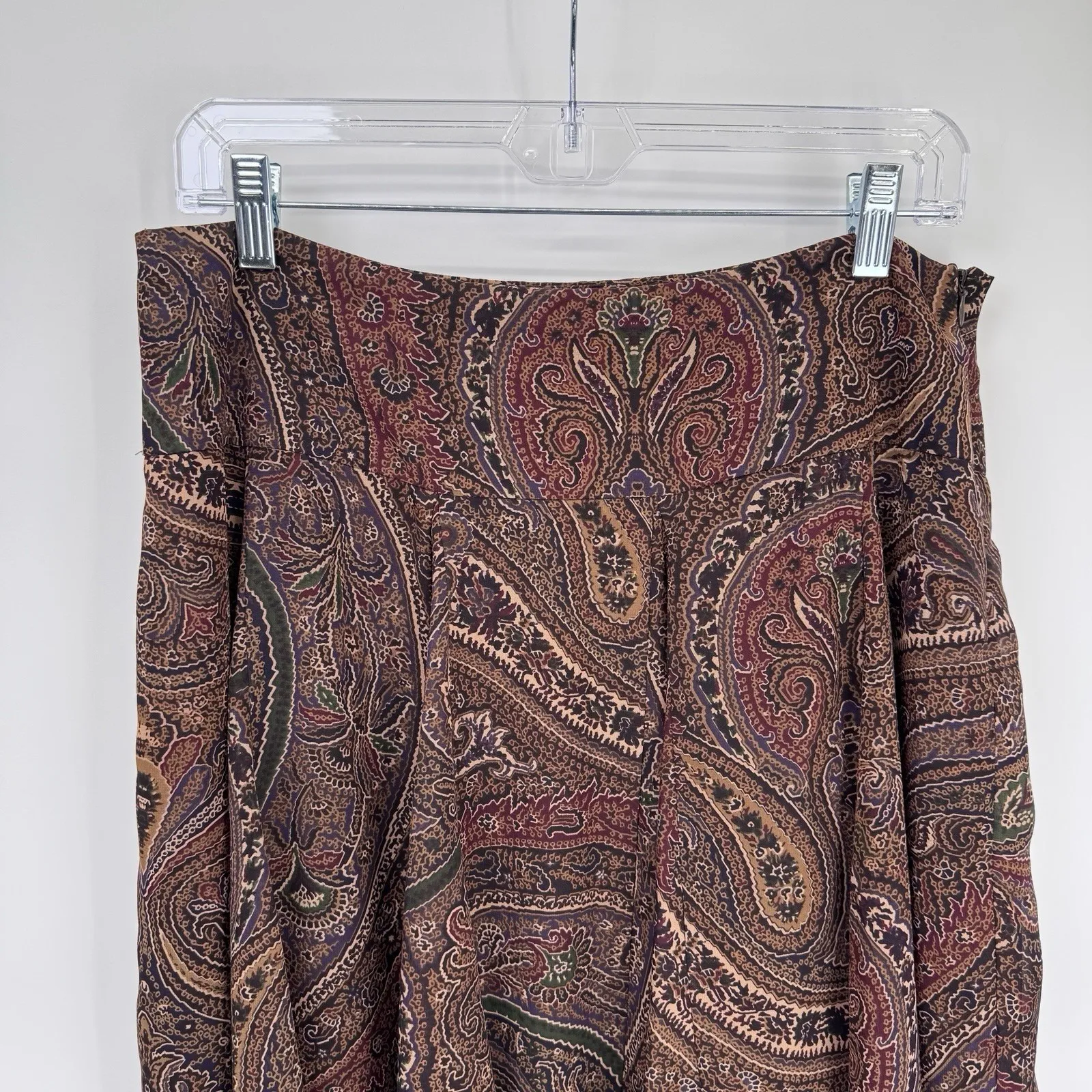 Vintage Y2K Chaps Forest Fairy Skirt Womens 8 Brown Paisley Polyester Preppy - Image 2