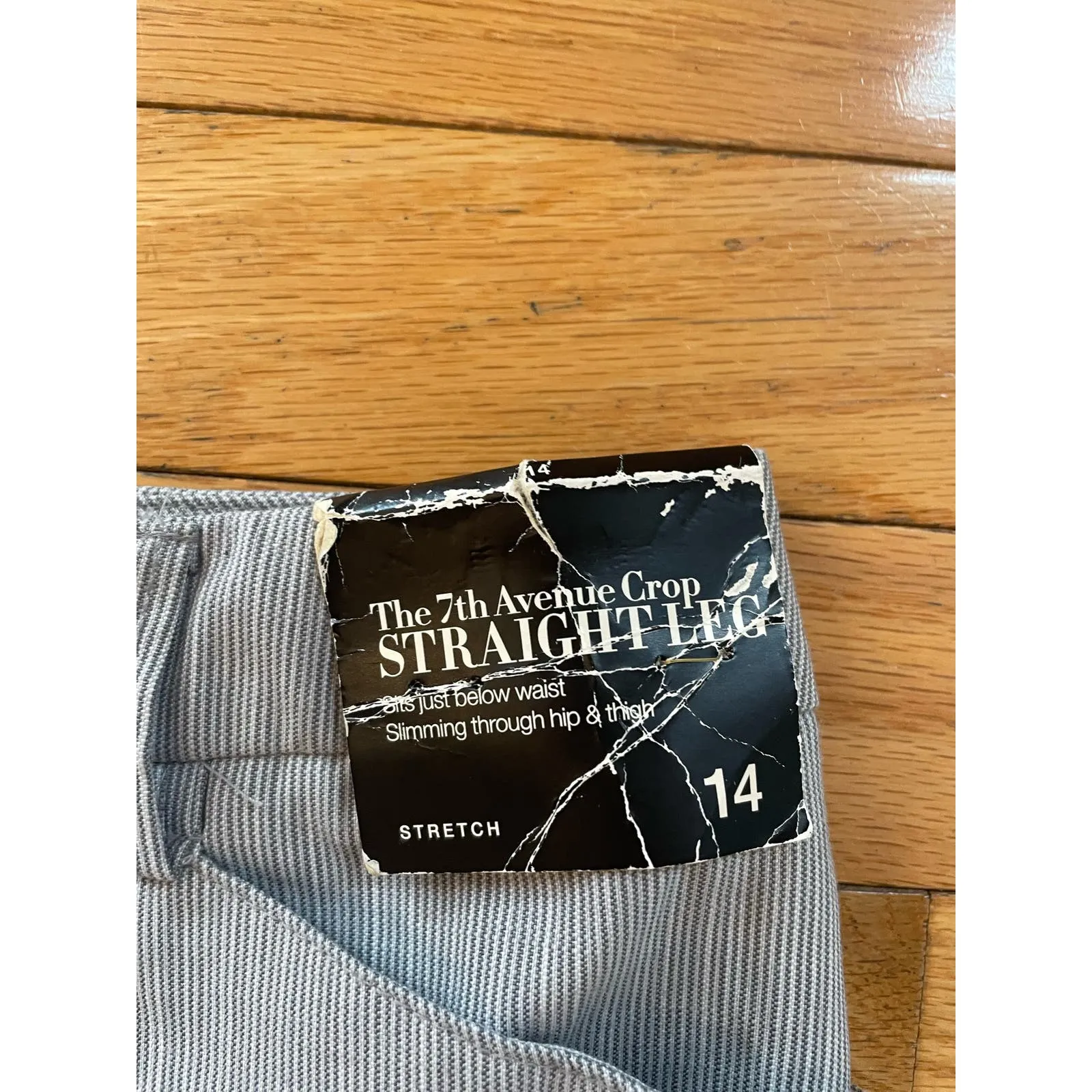 NY & Co 7th Avenue crop straight‎ leg pinstriped pants size 14 women's NWT Gray - Image 2