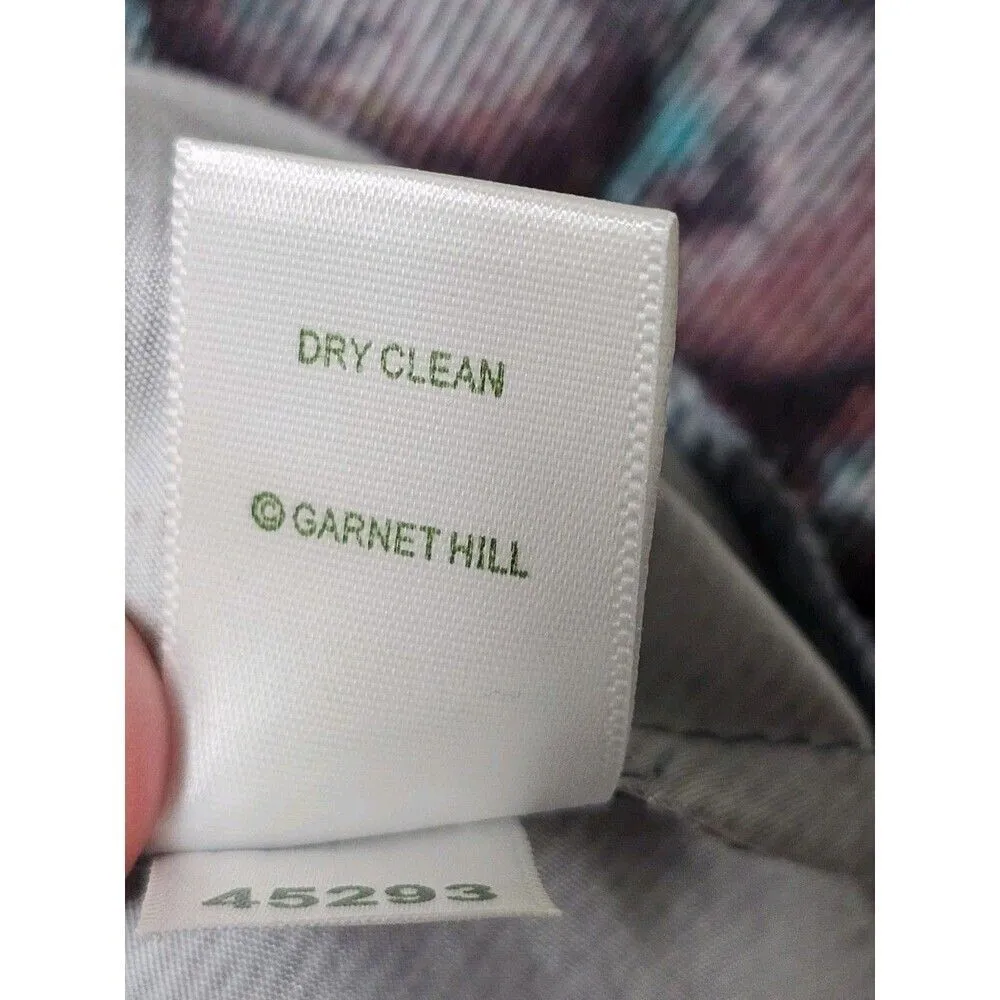 GARNET HILL Olivia Silk Dress Textured Floral Short Sleeved Ruffle Hem Size 10 - Image 6