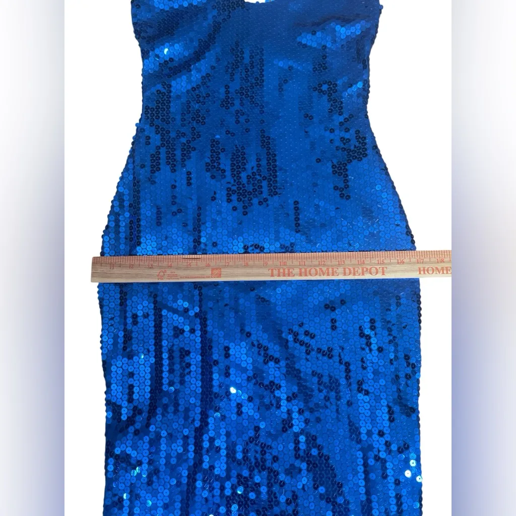 Dazzling Blue Sequin Midi Dress Size 8 - Image 7