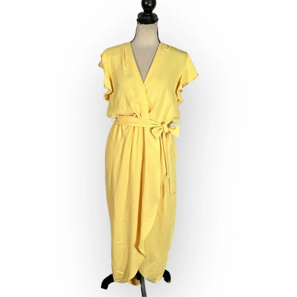 Amanda Uprichard Martinique Dress Women's Plus 2X Yellow High/Low Faux-Wrap Belt - Image 3
