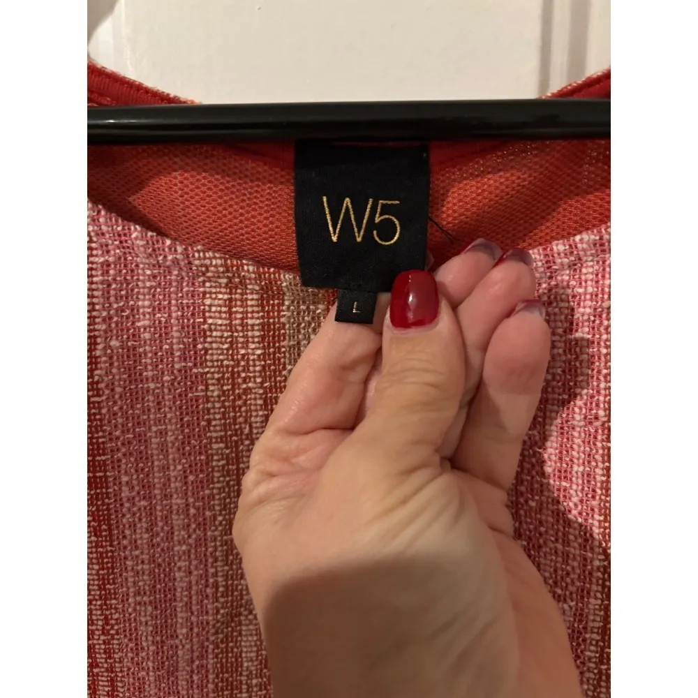 W5 Striped Knit Top Sleeveless Button Accent Casual Blouse‎ Size L - Image 2