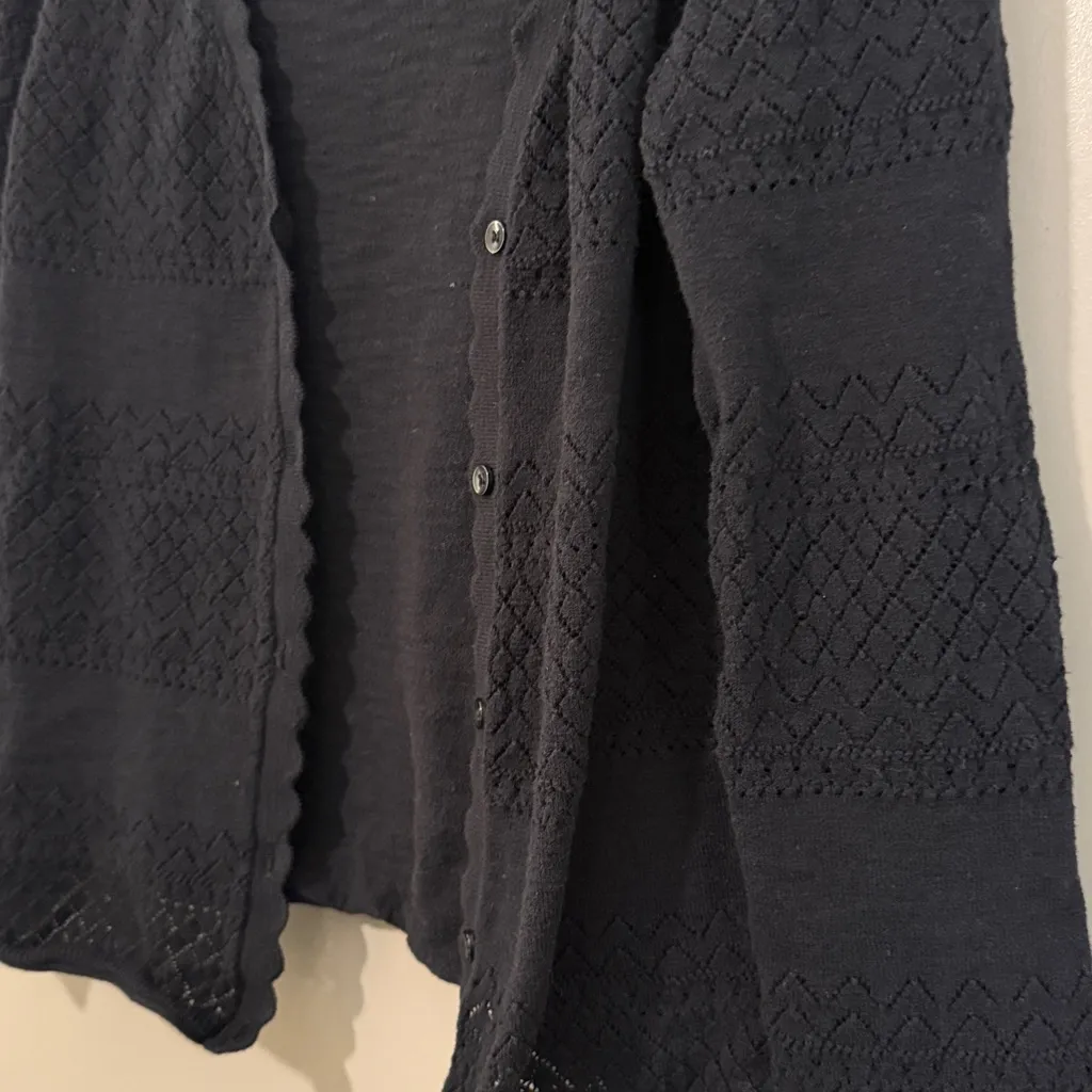 Frye Women's Cardigan Sweater Sz M Black Long Sleeve Button Down Knit Old Money - Image 3