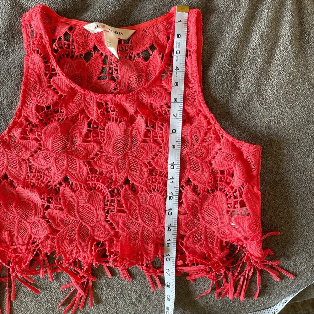 H&M Coachella Festival Bohemian Open Crochet Fringe Crop Top 14 - Image 5