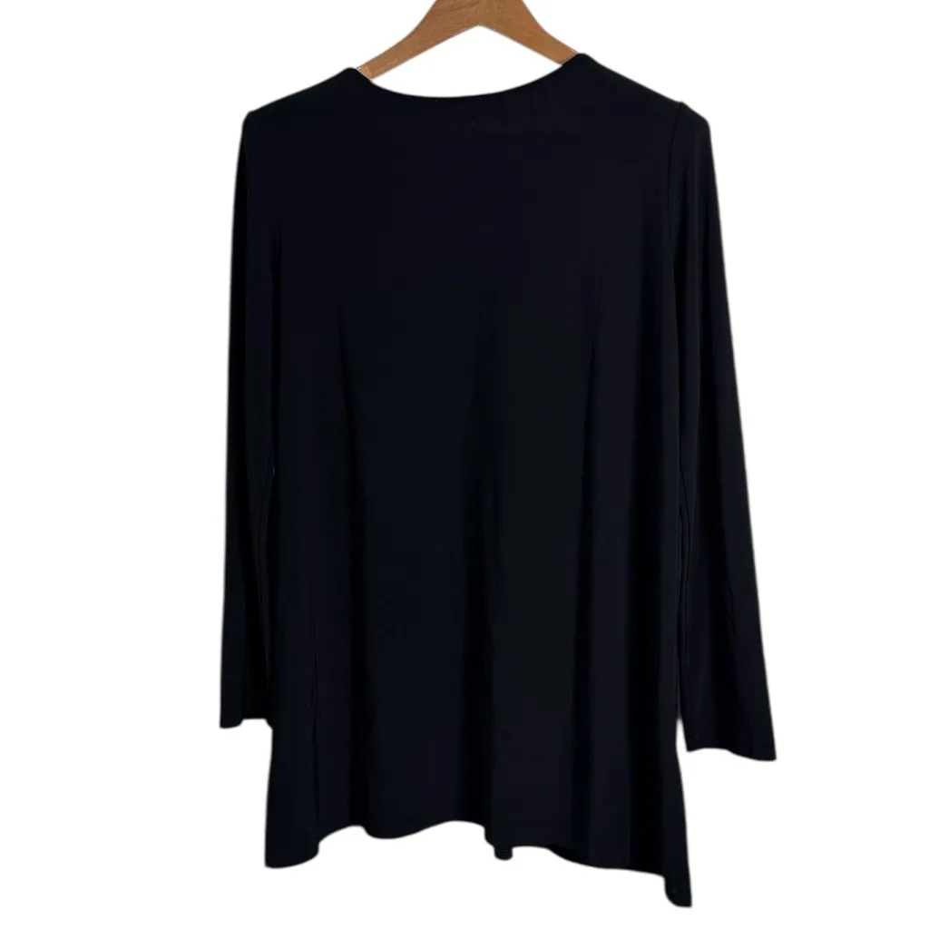 Joseph Ribkoff Evening Blouse Long Sleeve Color Block Sparkle Black Tan size 6 - Image 2