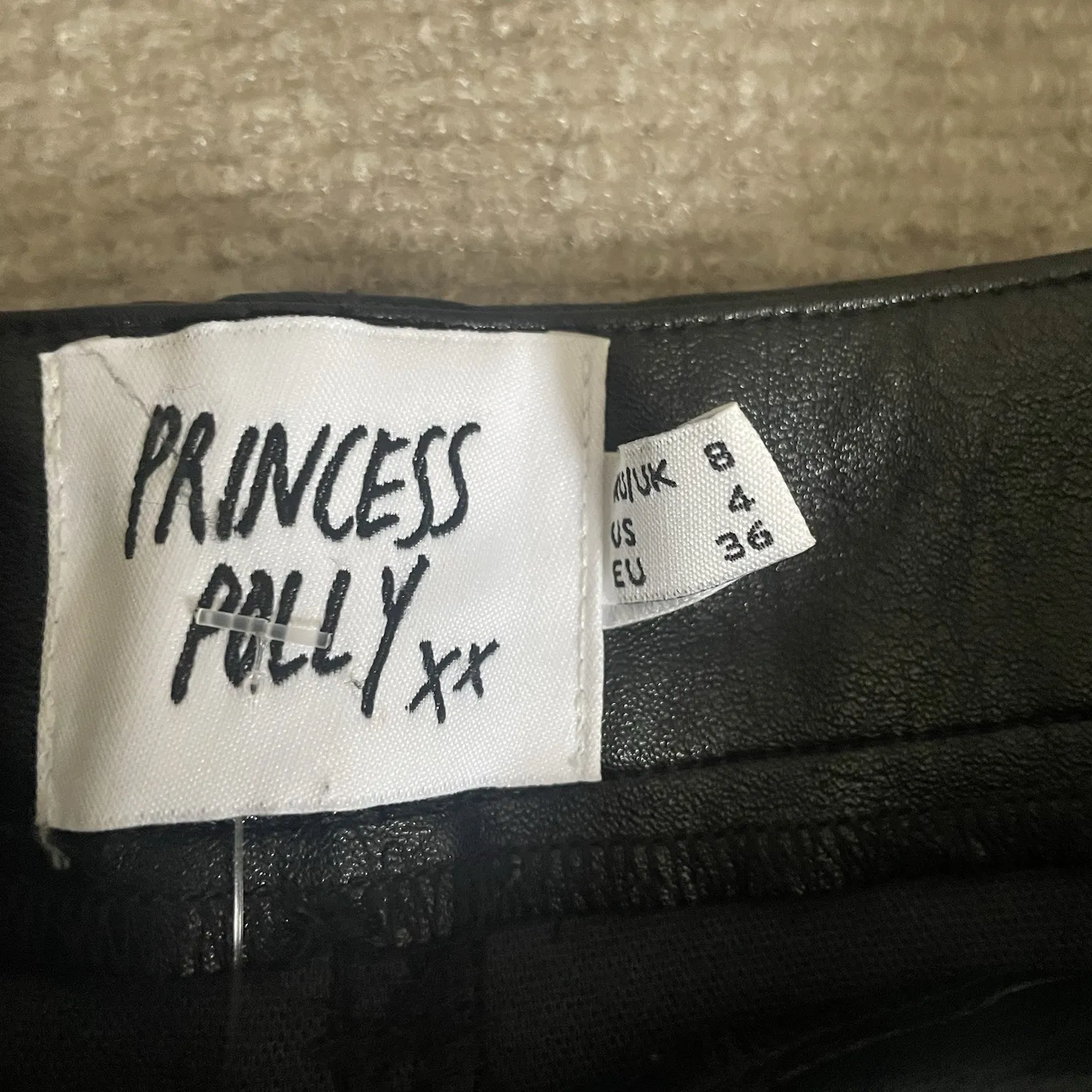 Princess Polly‎ Black Faux Leather Pants Women's 4 Vegan High Rise Straight Leg - Image 7