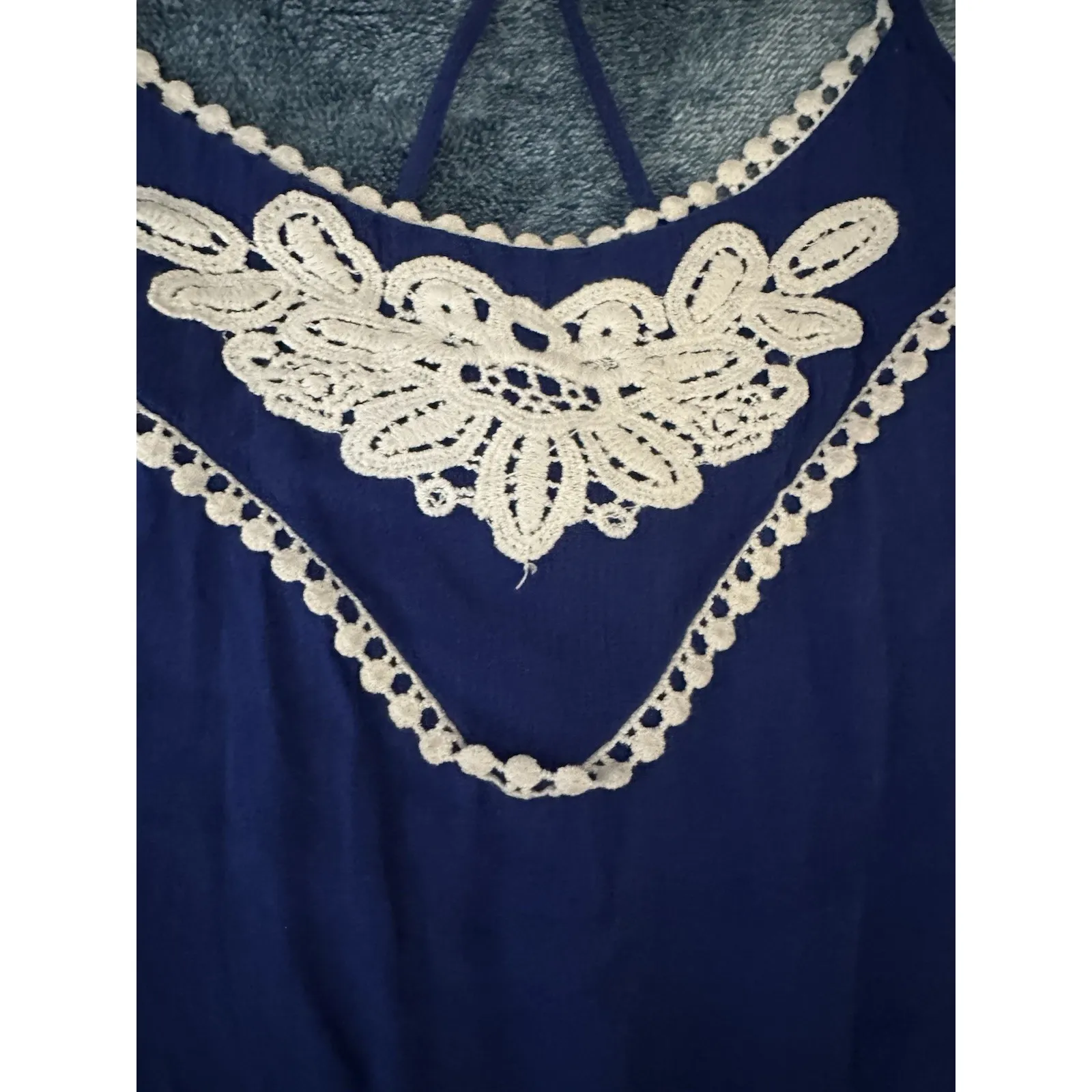 Rue‎ 21 Women's Y2K Babydoll Tank Top Sz M Boho Fairy Paisley Jewel Blue 90s - Image 5