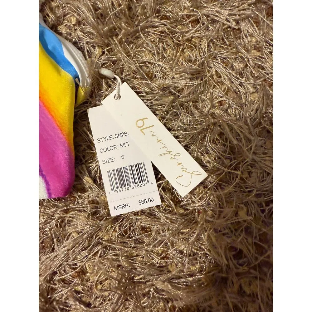 Sunshine 79 Rainbow One Shoulder Swimsuit Bikini Top Pink Size 6 - Image 6