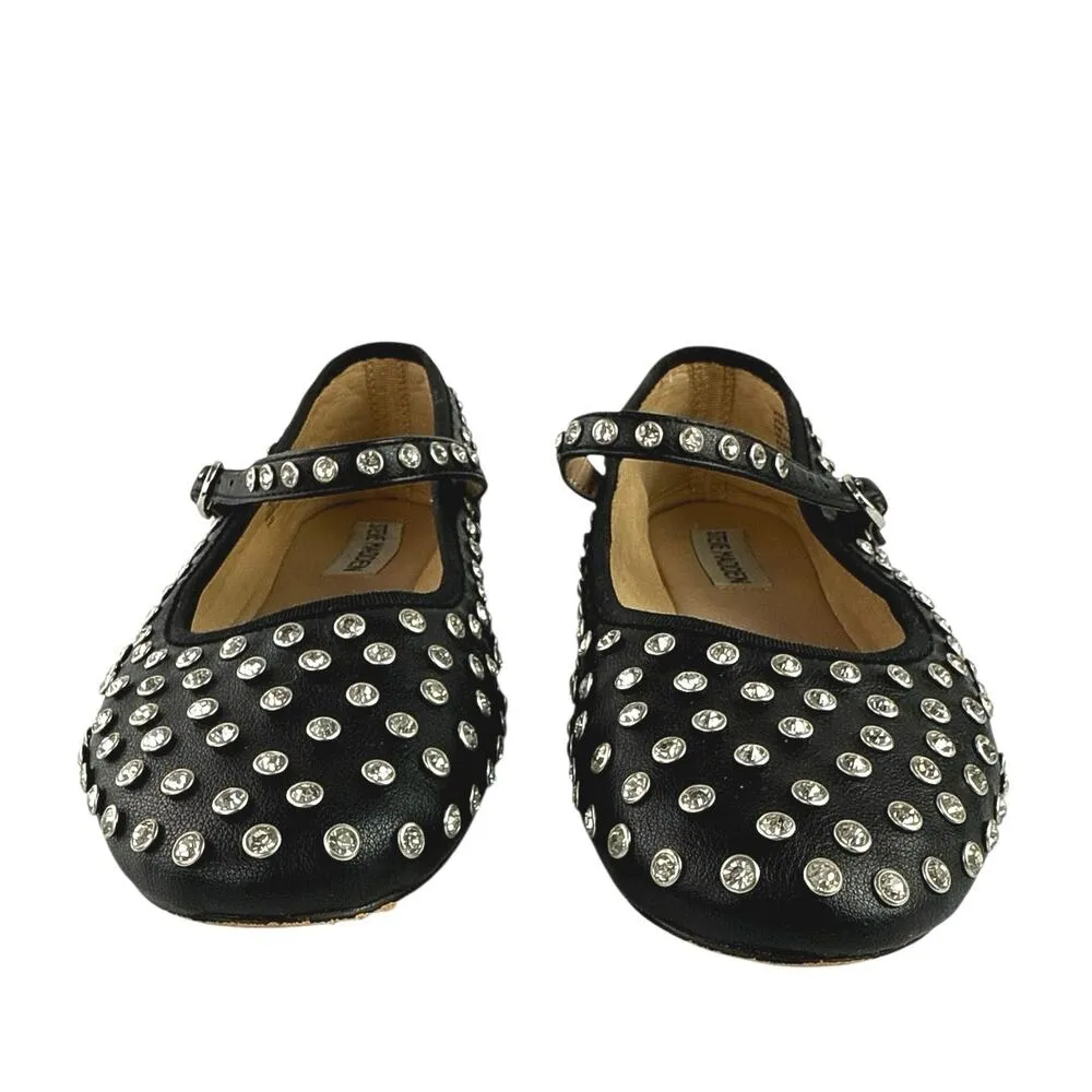 Steve Madden Vinetta Women's Black Rhinestone Studded Mary Jane Ballet Flats 7M - Image 2