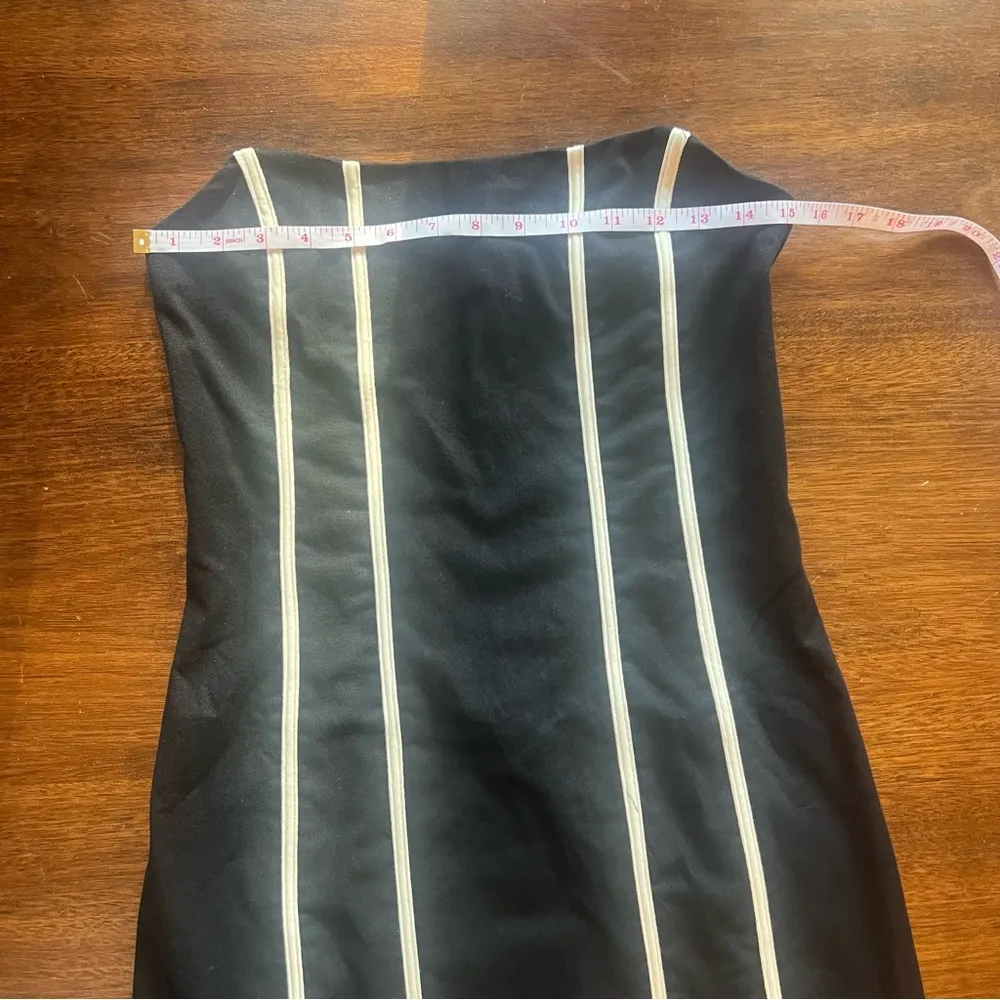 Black Striped Strapless Mini Bodycon Dress - Image 4