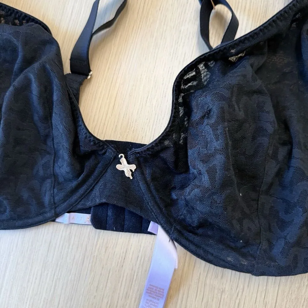 Savage X Fenty 46DDD Underwire Bra Black Lace Unlined Sexy Support 1550 - Image 5