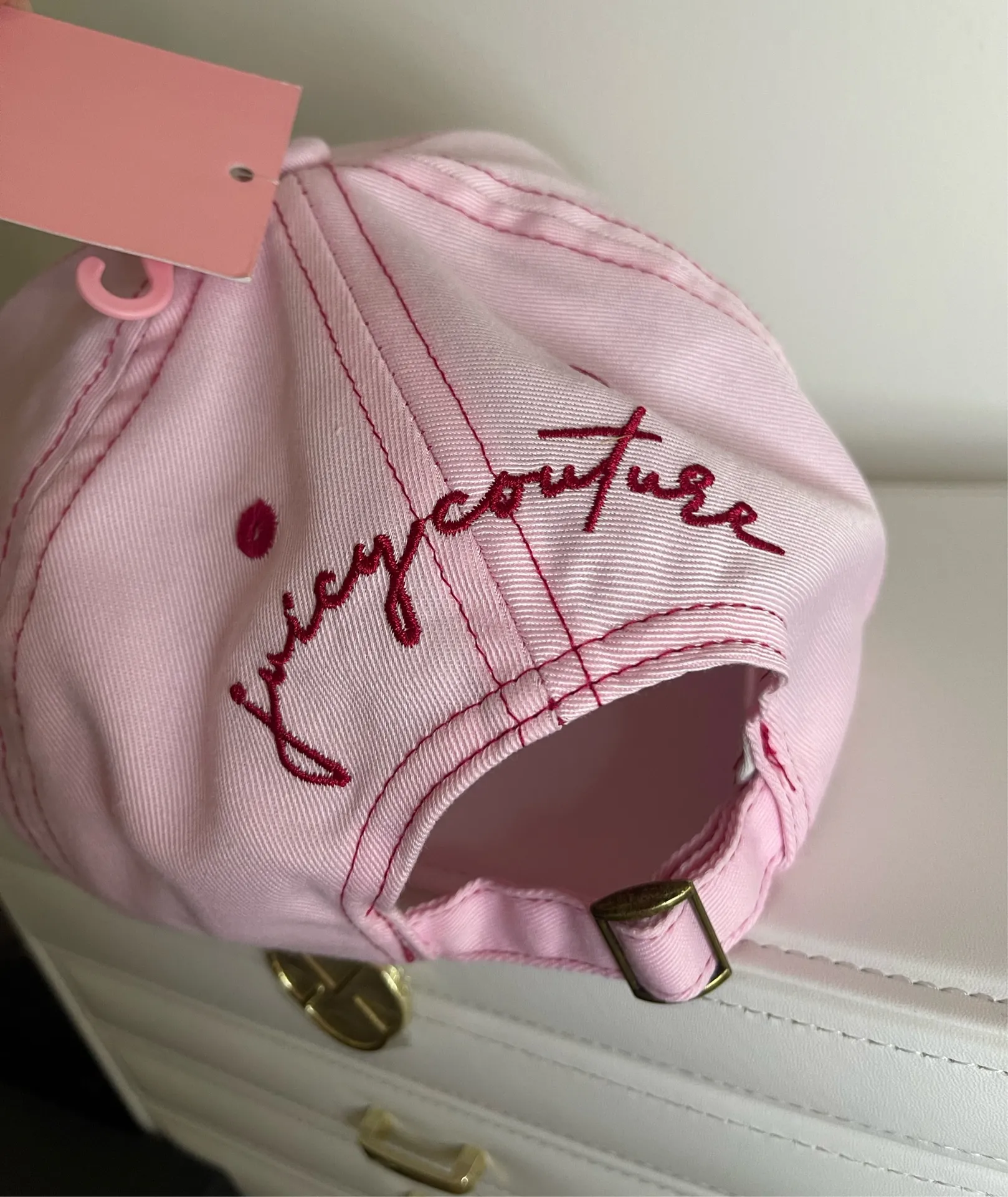 NWT Juicy Couture Pink Gold Charm Chain Hat Cap - Image 4