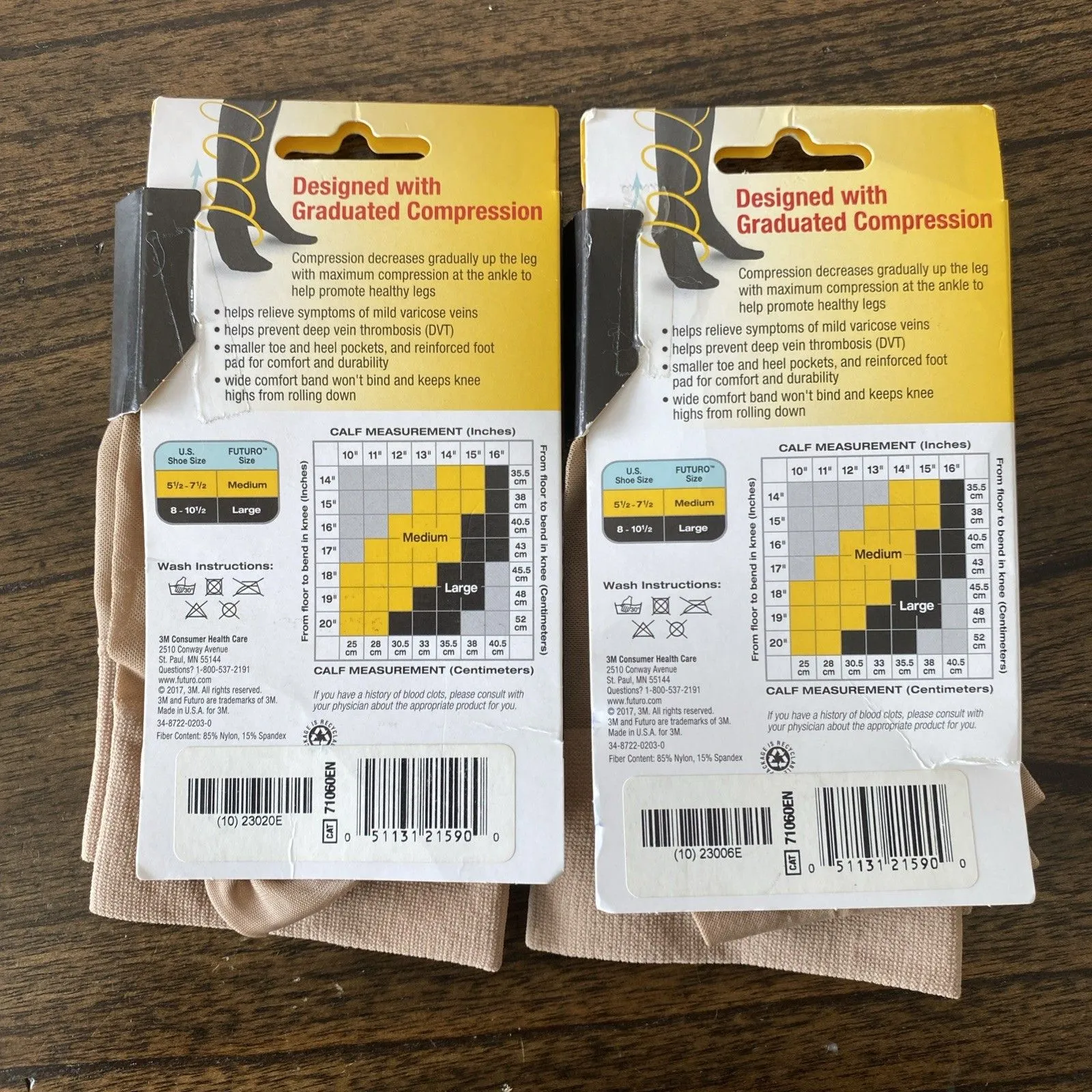 3M Futuro Large Women's Ultra Sheer Knee High Compression Socks Moderate 2 pack Tan - Image 2