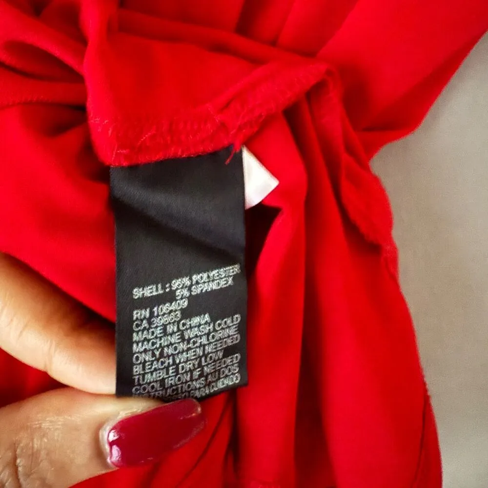 Tahari Arthur S. Levine sz L red ruffle career‎ sleeveless blouse top - Image 5