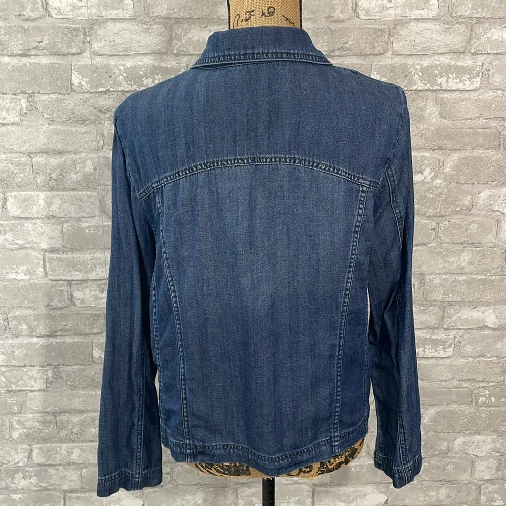 Chico's Chico’s Herringbone Denim Moto Jacket - Image 5