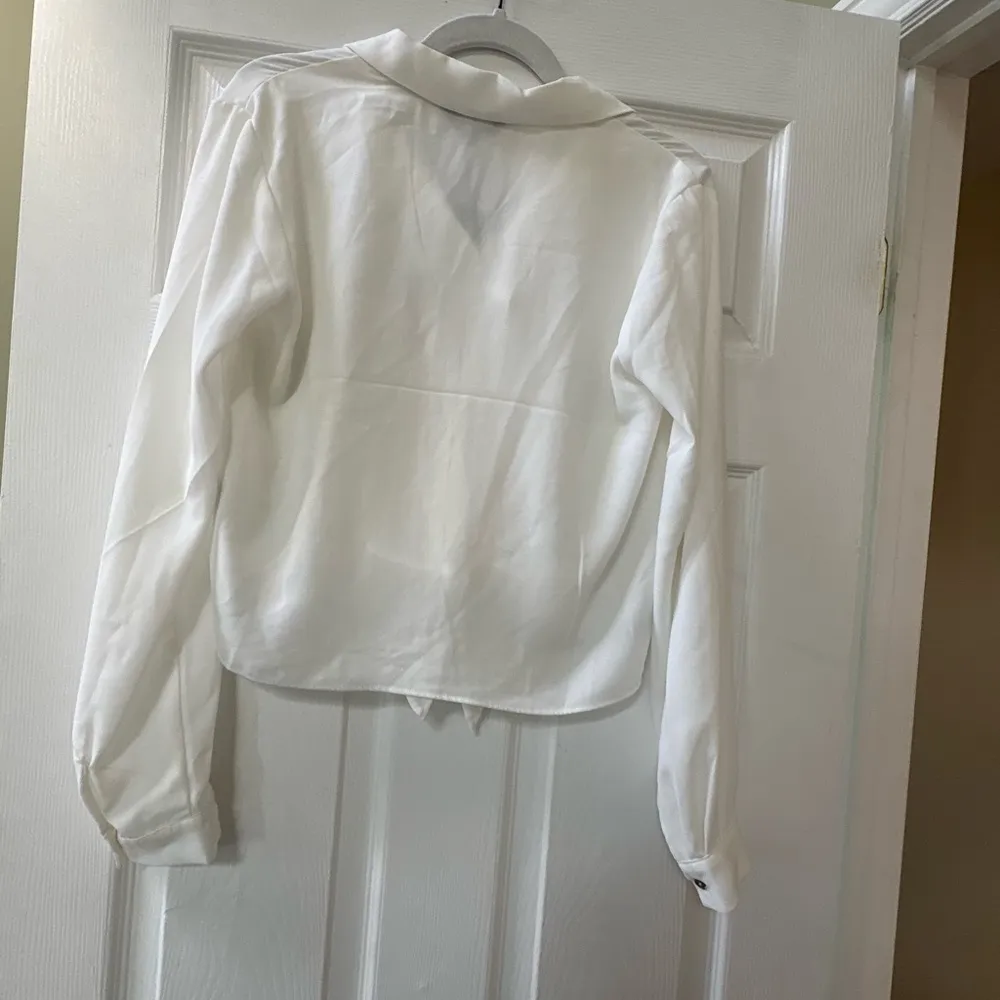 Women's White Button-Up Tie Front Top - Image 2