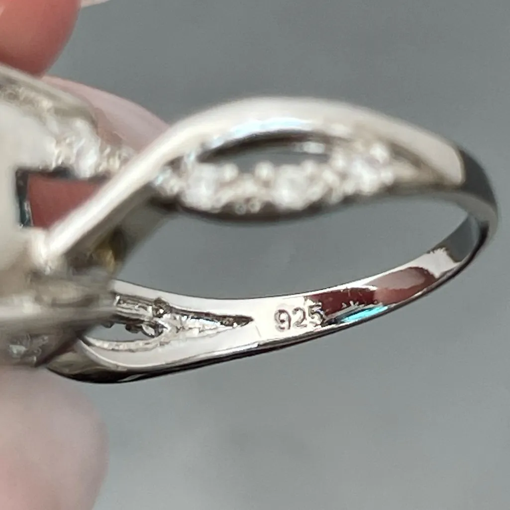 SILVER 925 PROBE RING WITH BLUE SWUARE STONE SIZE 9 - Image 4