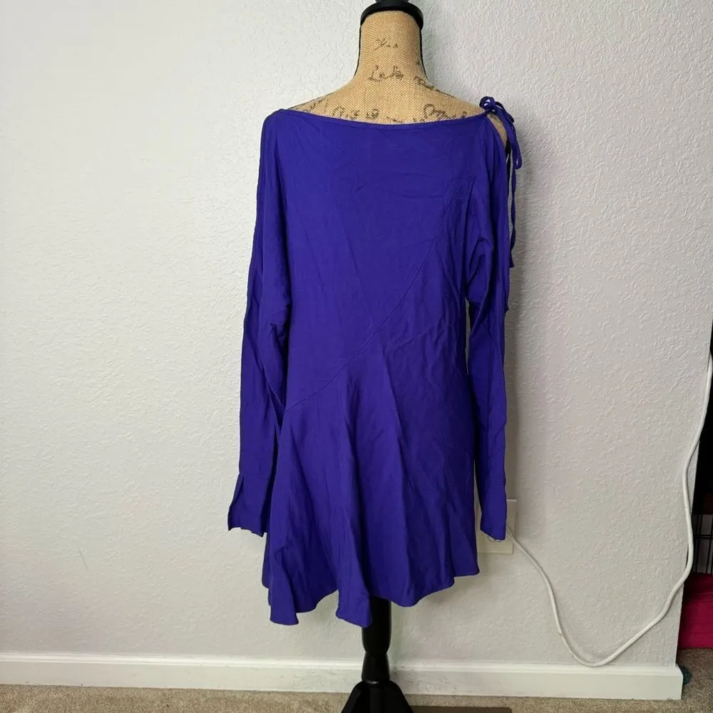Free People Clear Skies Cold Shoulder Tunic Dress Purple Size M Asymmetrical - Image 10