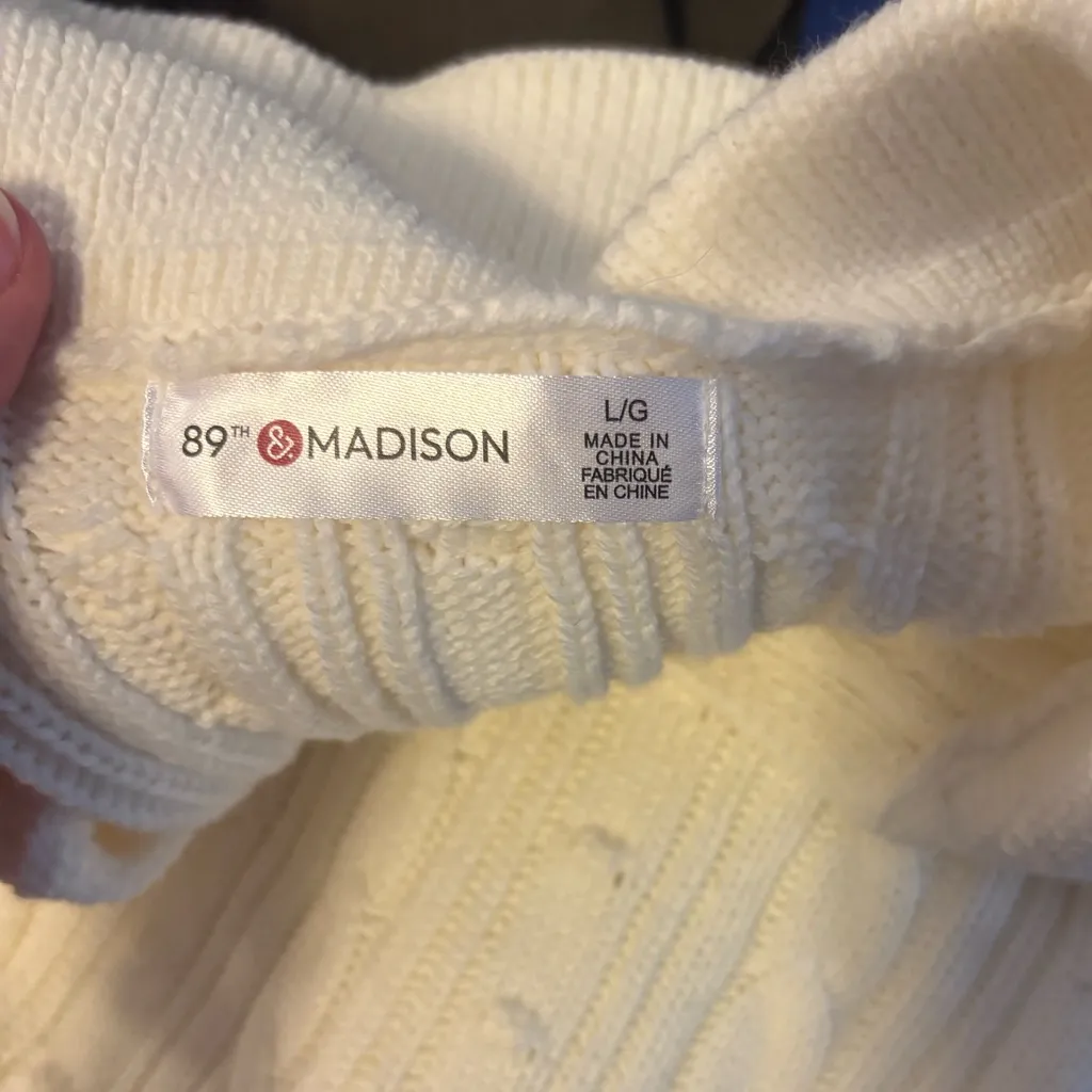 NWT 89th & Madison Cable Sweater Vest sz L White Size L - Image 3
