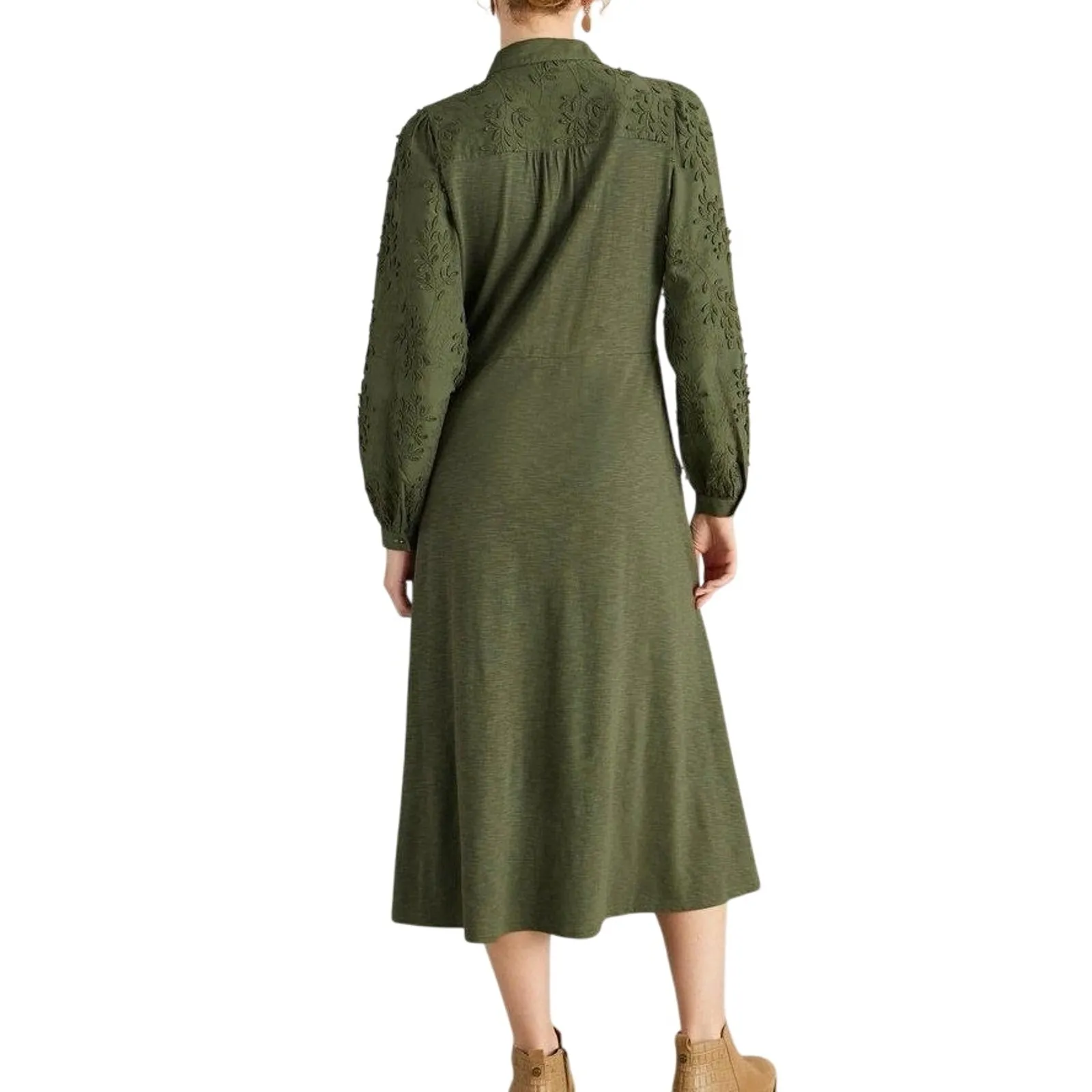 WHITE STUFF Rua Embroidered Dress in Dusty Green Size 12 New with Tag MSRP $144 - Image 5
