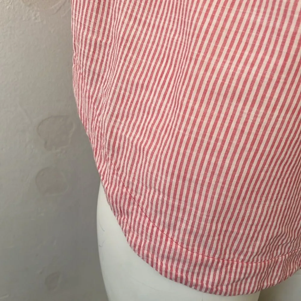 Anthropologie Hd in Paris French pink white seersucker sleeveless button down S - Image 4