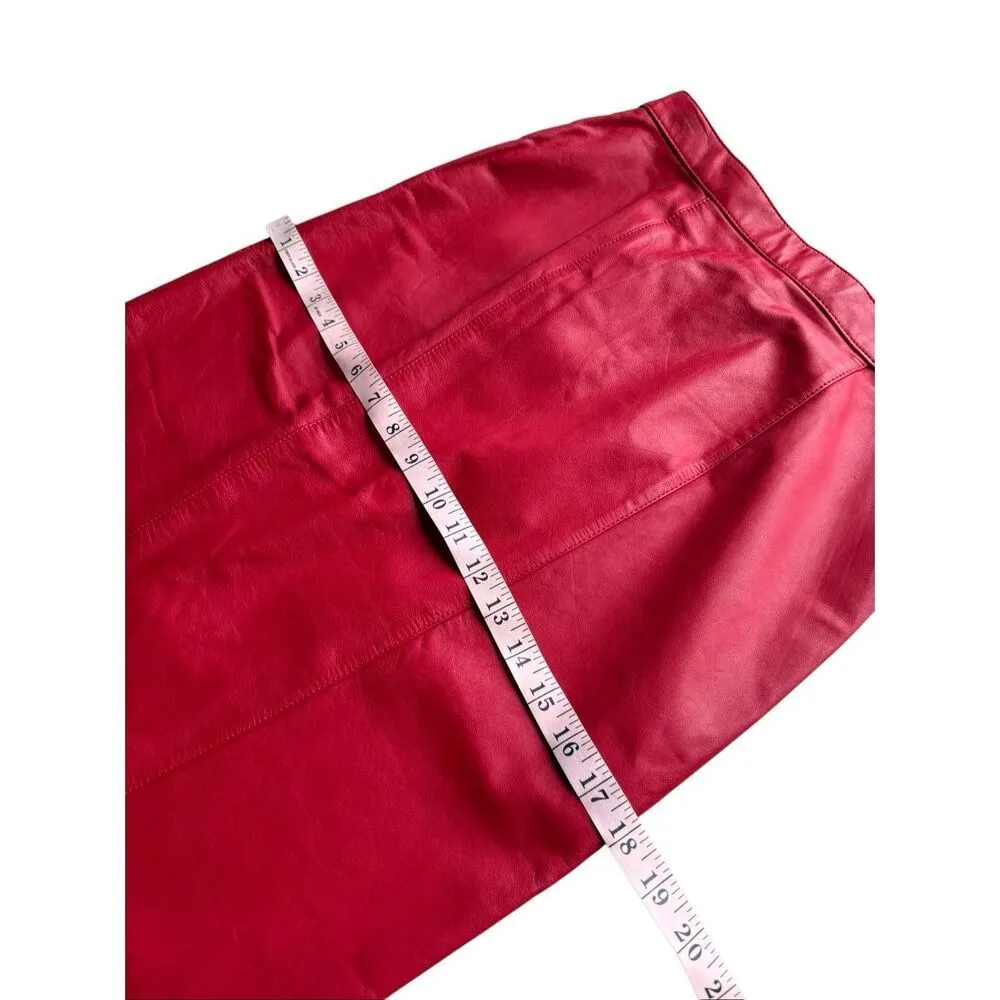 Vintage Evan Davies 100% Leather Red Pencil Skirt - Image 8