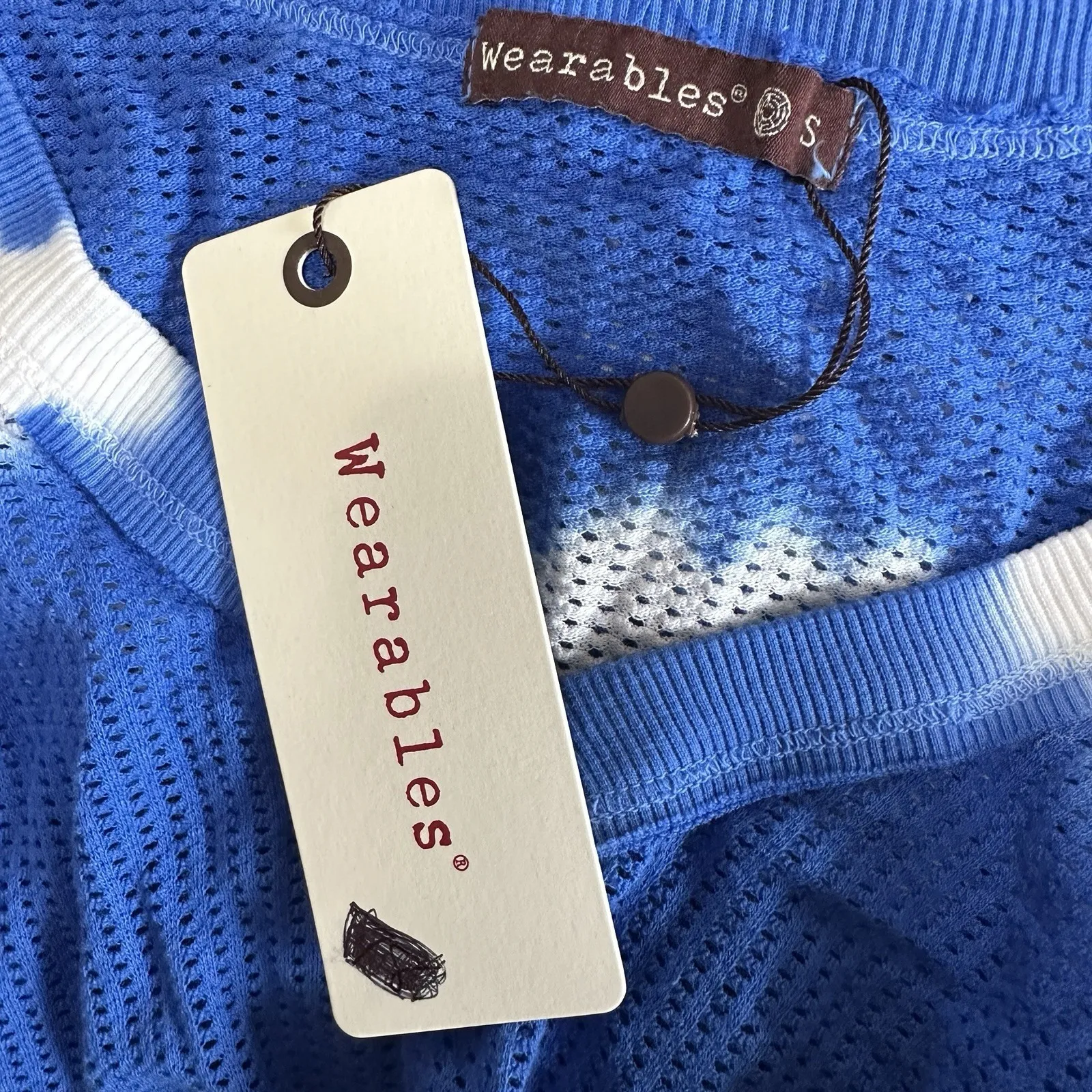 NEW Wearables by XCVI Mesh Fira Pullover Small Caravel Wash‎ Cobalt Blue Tie Dye - Image 4