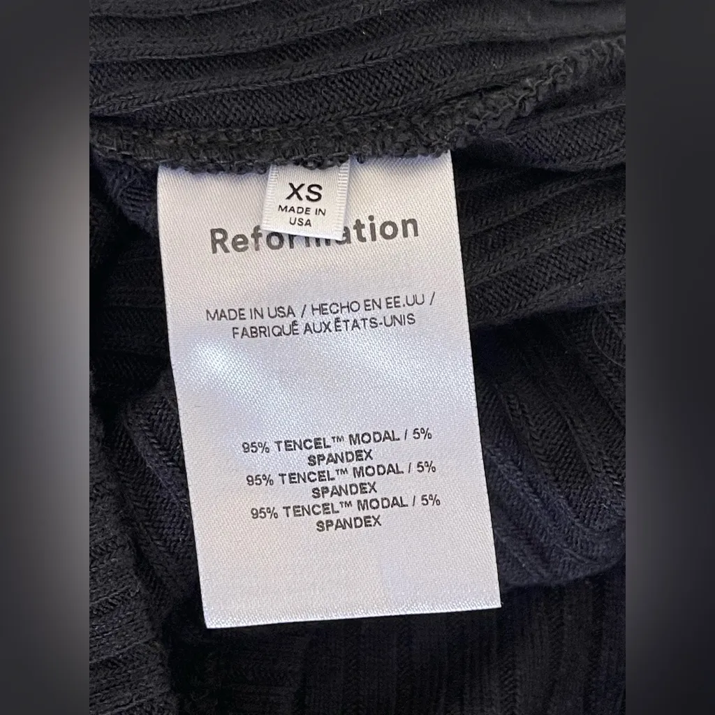 Reformation Bardot Ribbed Knit Top in Black Size XS - Image 8