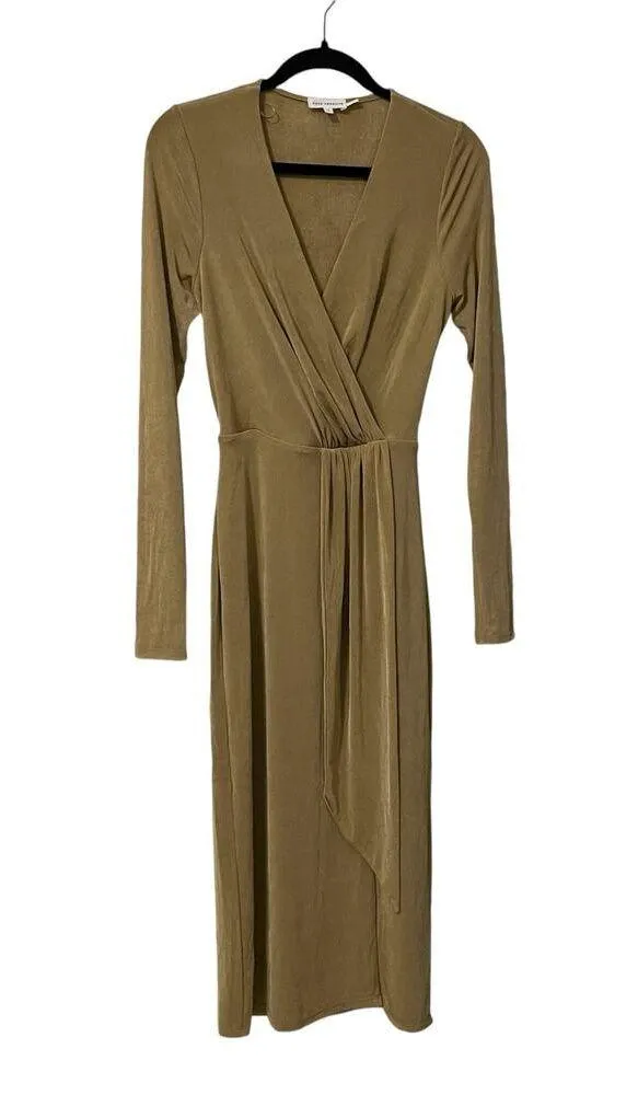 Good American NWT Gold Shimmer Wrap Midi Dress Size 1 - Image 3