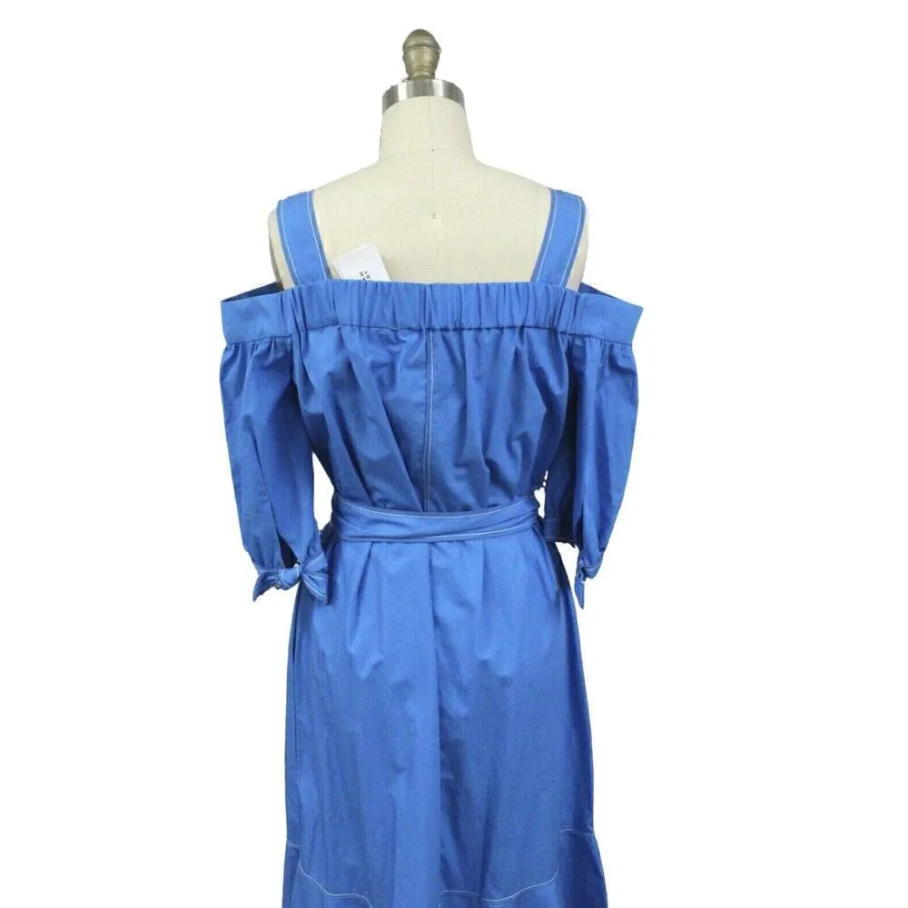 Derek Lam 10 Crosby Santorini Blue Dress Azure Size 10 NWT $495 Cold Shoulder - Image 3