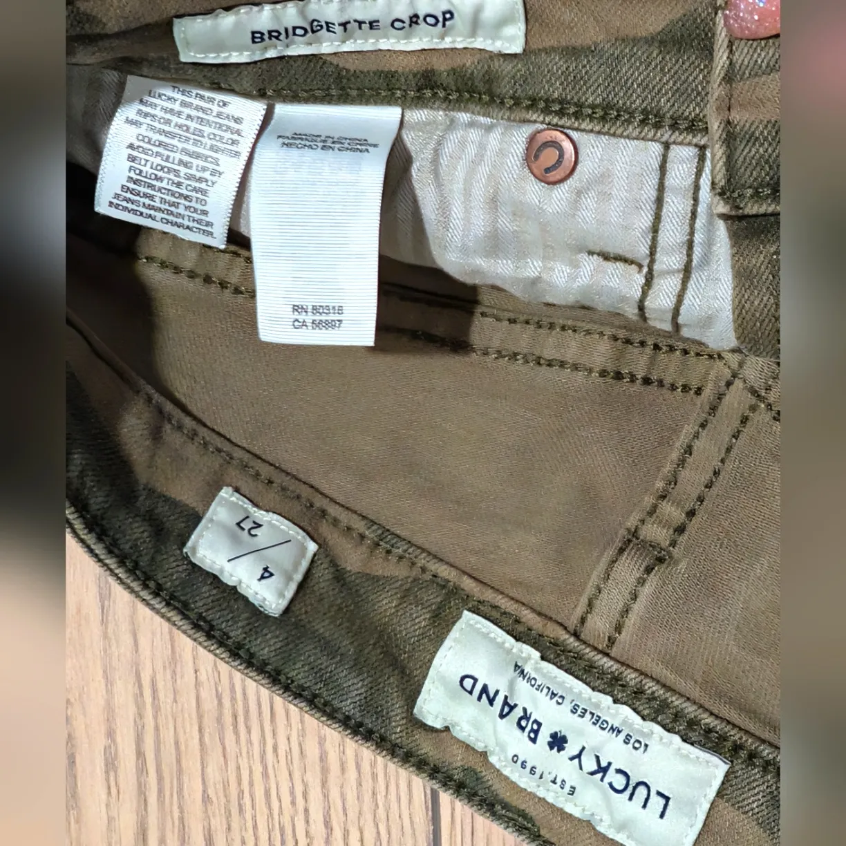 Lucky Brand  4 27 Jeans Camo Bridgette Crop Ankle Olive Green High Rise Skinny - Image 3