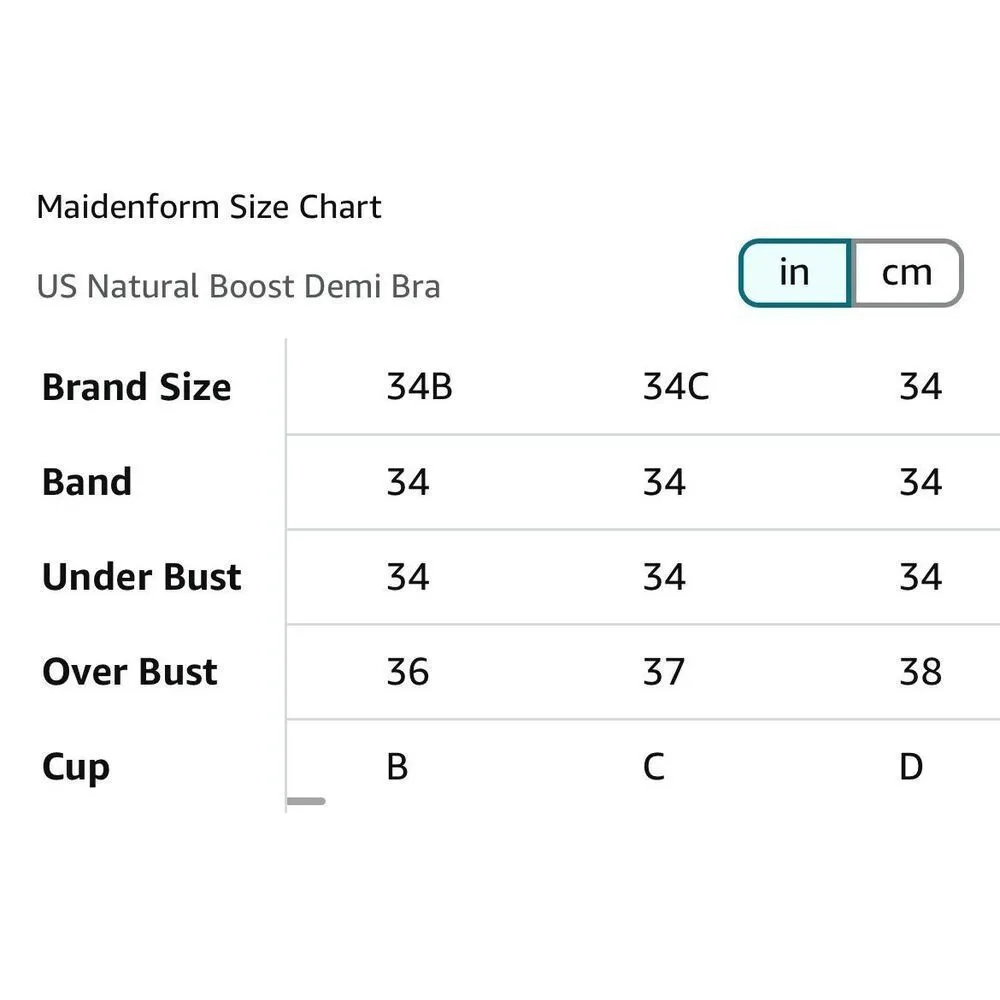 NEW Maidenform Women's Natural Boost Demi Bra 34B - Image 4
