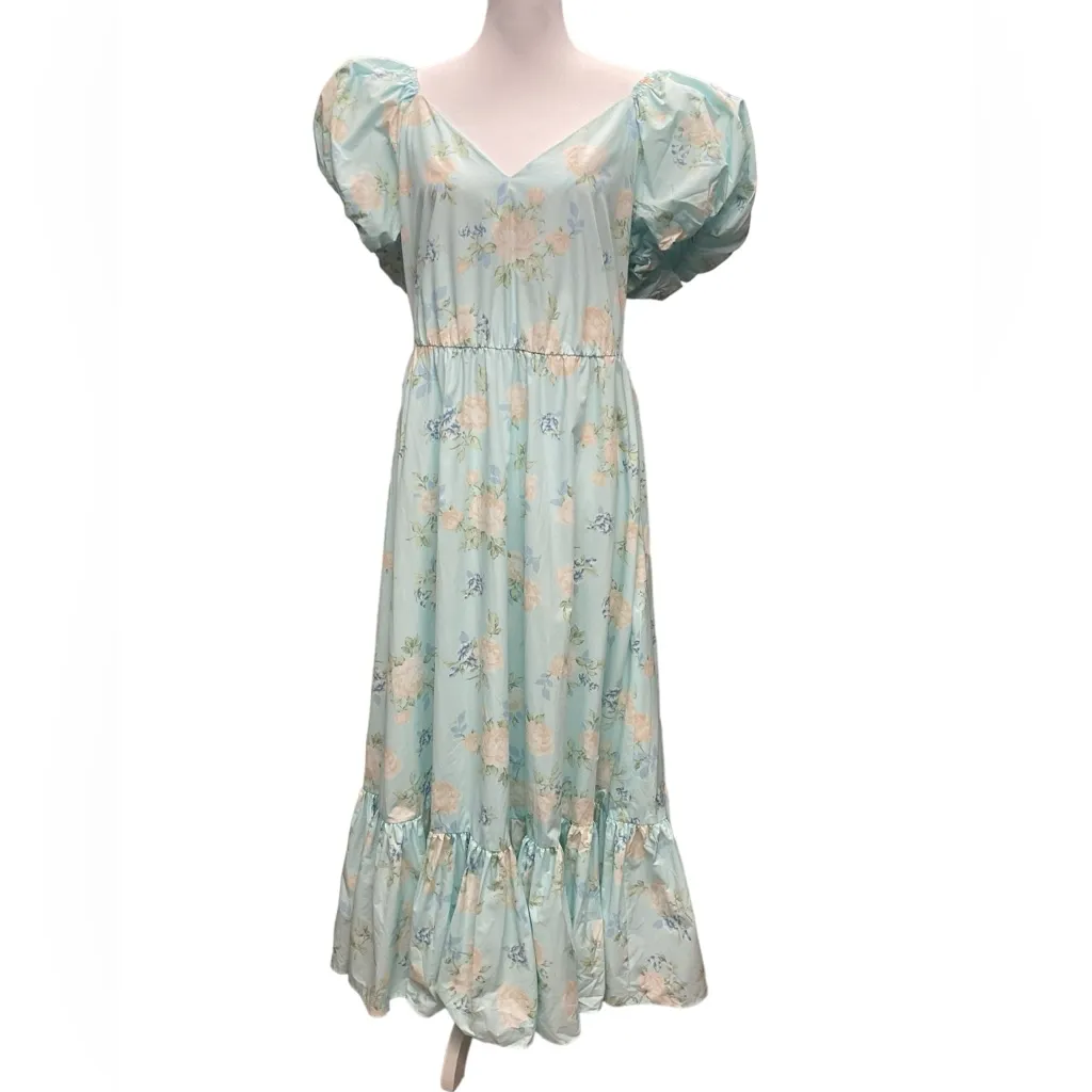 LoveShackFancy x Target Estelle Maxi Puff Sleeve Blue Floral Dress Size …‎ - Image 5