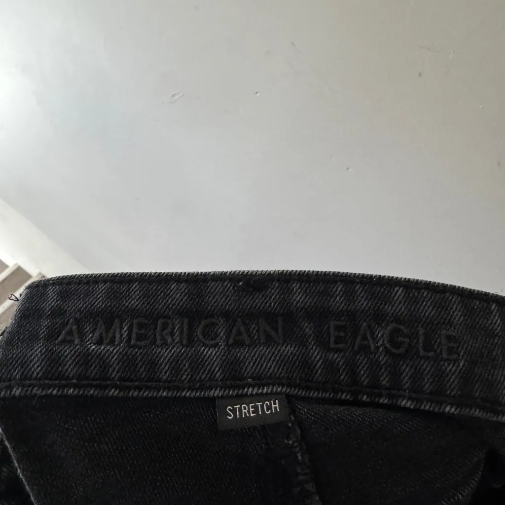American Eagle Black Raw Hem Highest Rise 90’s Boyfriend Denim Shorts - Image 5