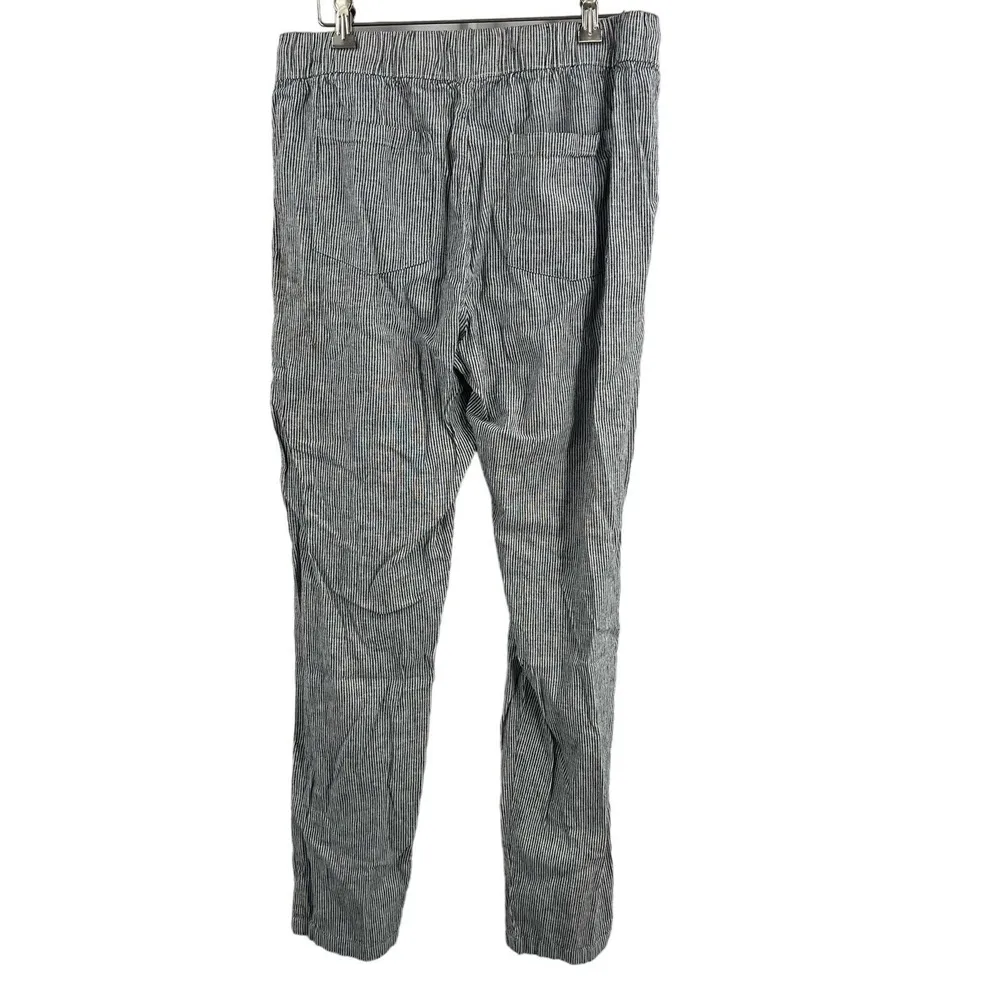 Onia Womens Pant Blue Stripe Linen Blend Summer Beach Travel Refined Lux Medium - Image 4