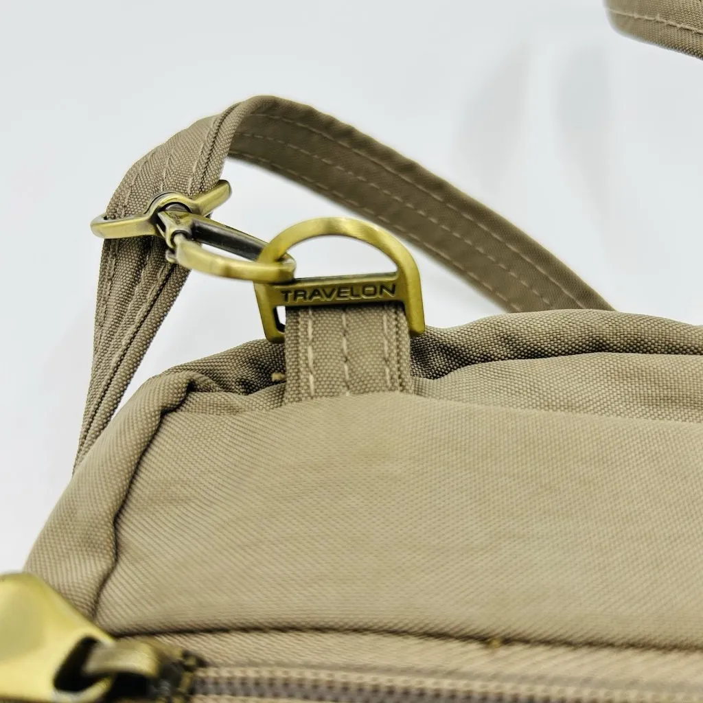 TRAVELON Anti-Theft Crossbody Bag Brown Purse Safe Travel Vacation 9" x 7" - Image 4