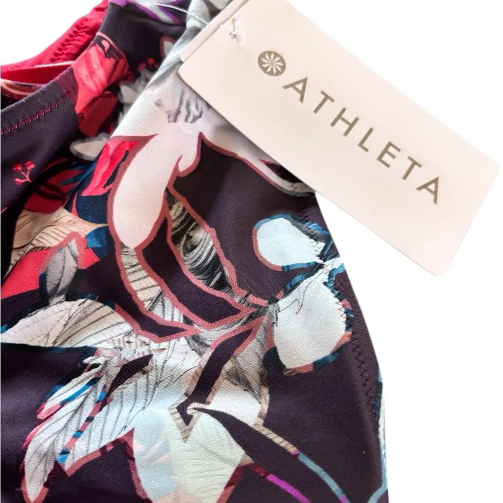 Athleta PIHA Reversible Wrap Bikini Top New Botanical Red/Floral Sz M A-C Cup - Image 6