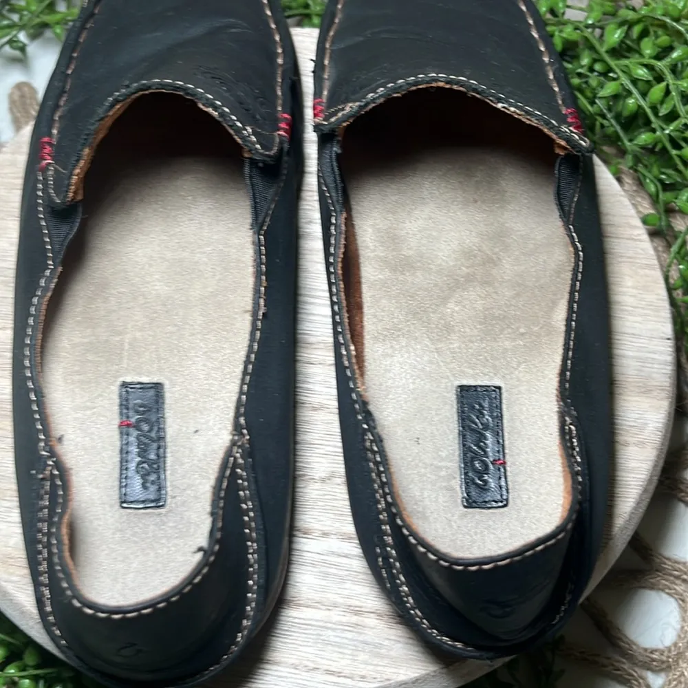 OLUKAI Nohea Nubuck 7.5 Slip On Loafers Leather‎ Comfy Minimalist Earthy Travel Black - Image 6