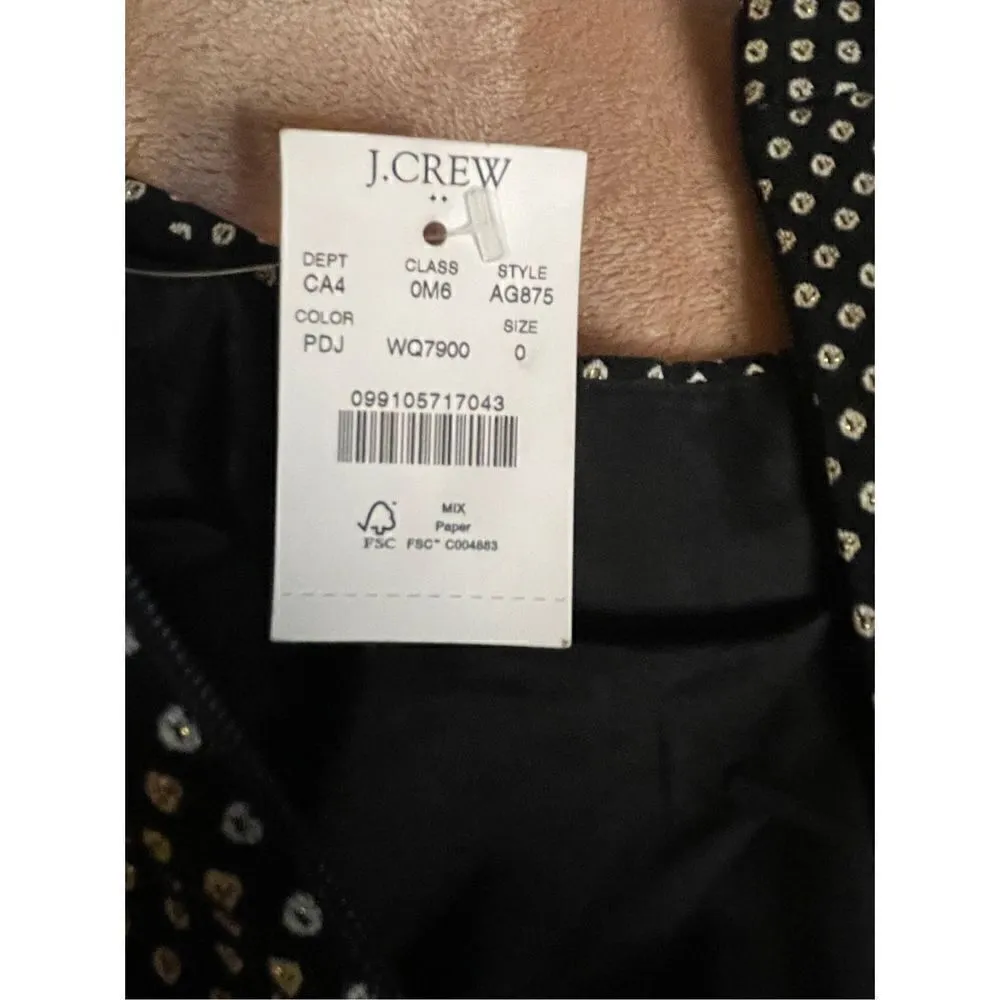 NWT JCrew Mock Neck Jacquered Sheath Dress Black/ Metallic Gold Short Sleeve Siz - Image 11