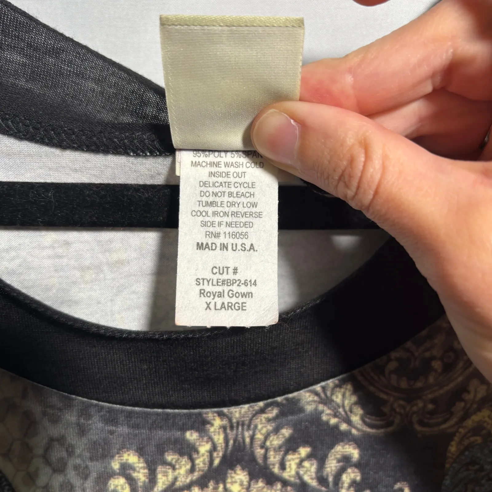 Jess & Jane Y2K Top Studded Shark Bite Hem Womens XL Animal‎ Print USA Made Black - Image 5