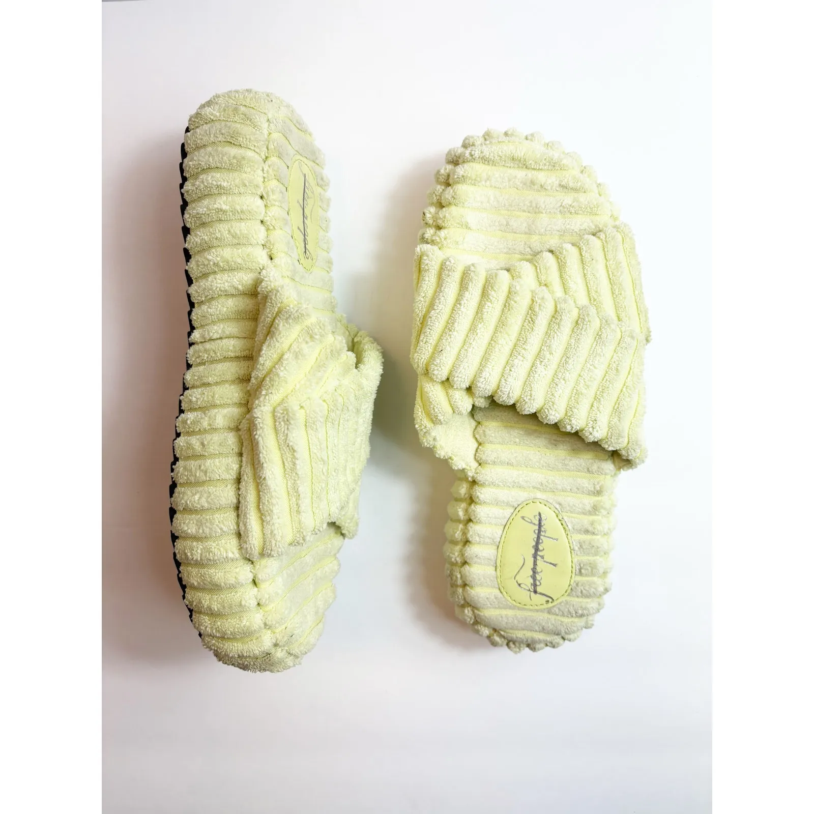 Free People Two Days In Ibiza Sandals Size 8 Lime Terry Cloth Platform Bratz - Image 5