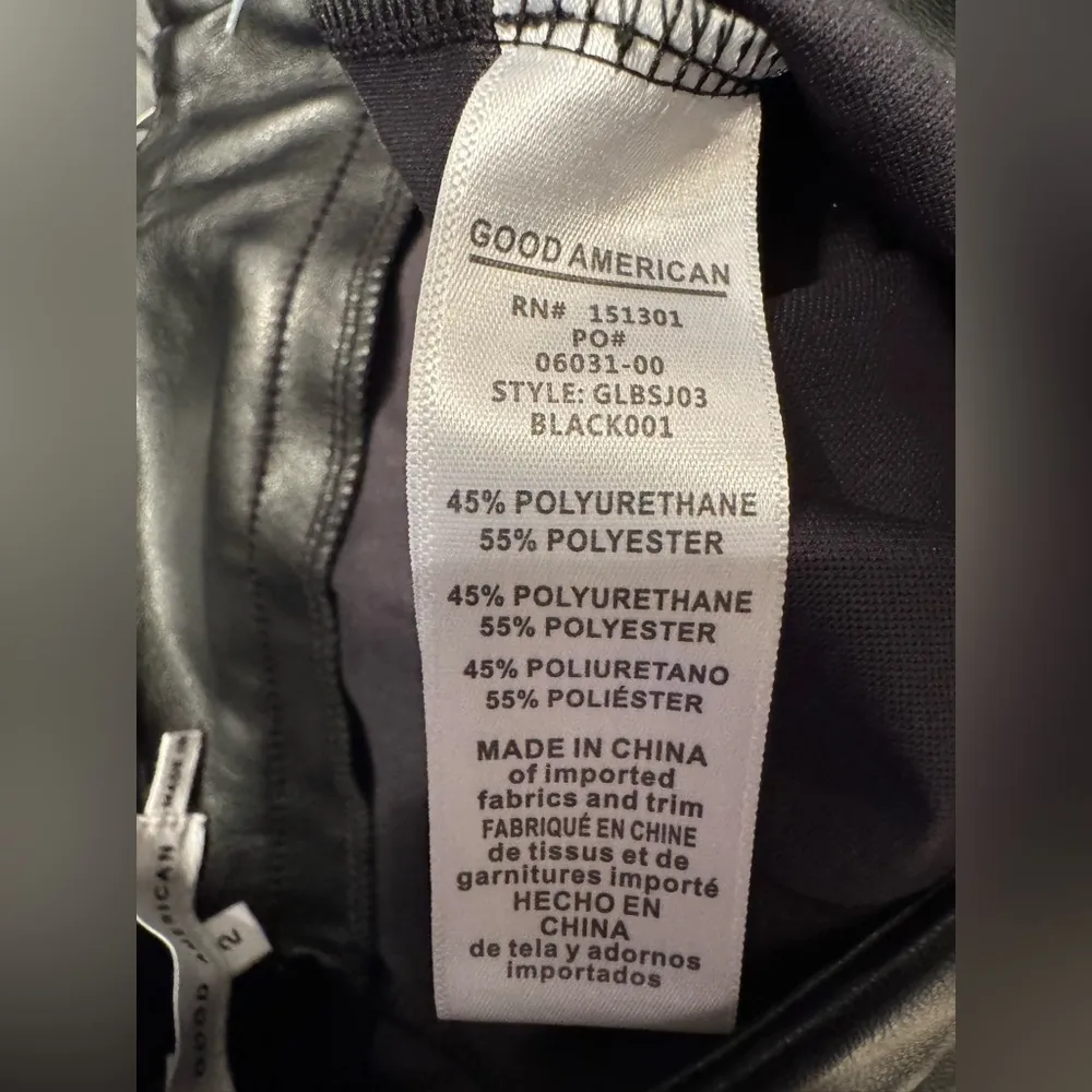 Good American Women’s Black Biker Shorts High-Waisted Faux Leather Size 2 - Image 12