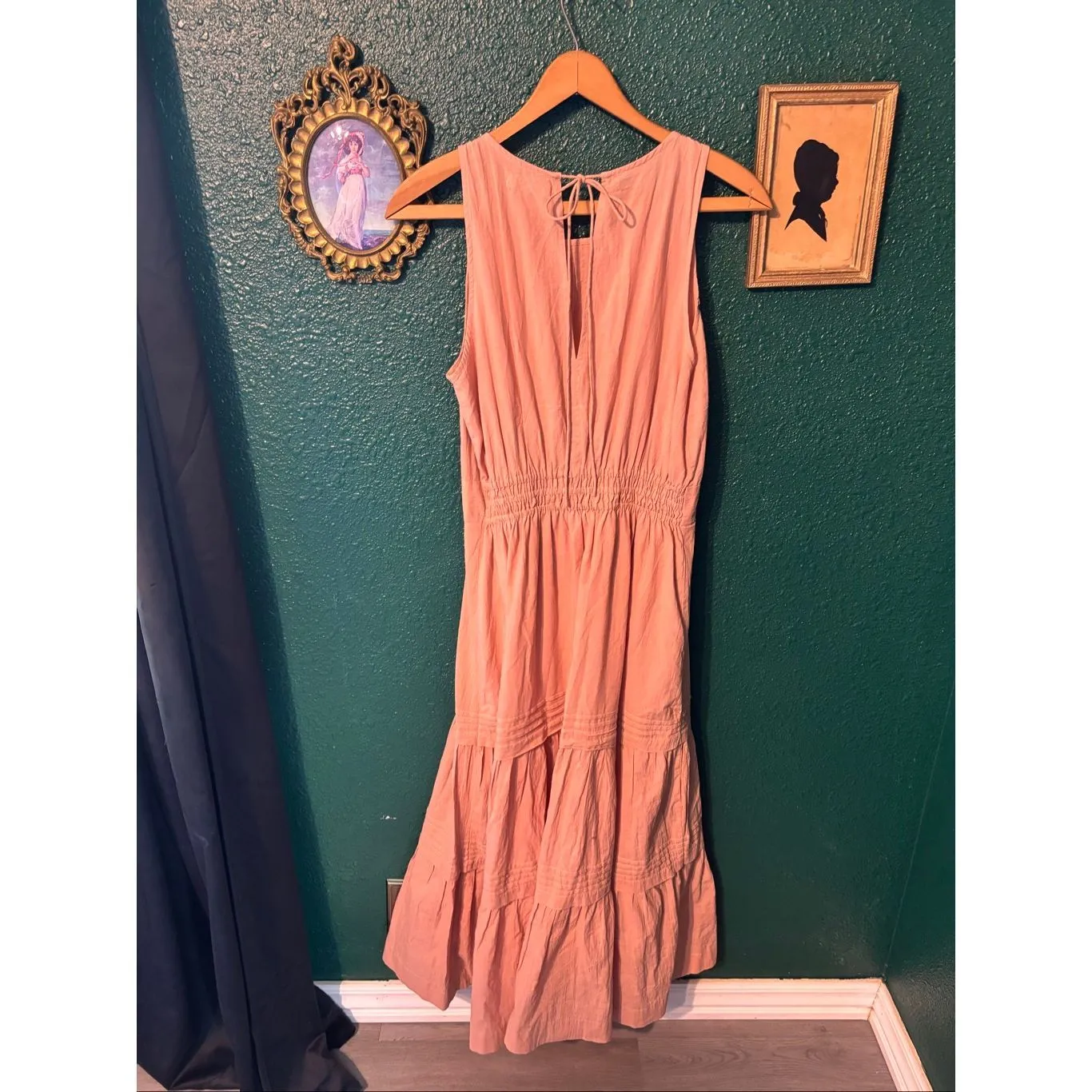 Pampelone Maxi Cotton Peach Pink Sleeveless Maxi Ruffle Tiered dress - Image 5