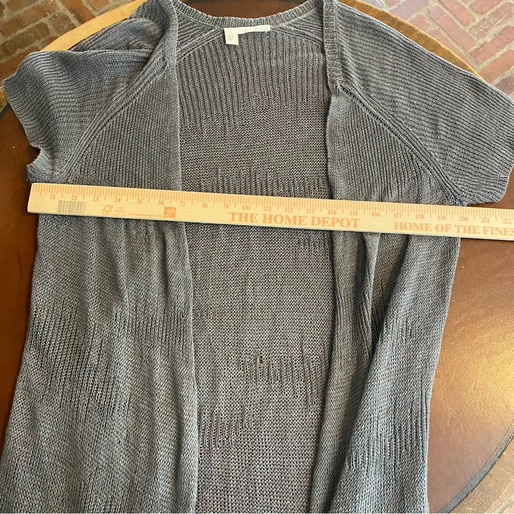 Eileen Fisher Open Front Short Sleeve 100%‎ Linen Slub Long Cardigan Size Large - Image 7