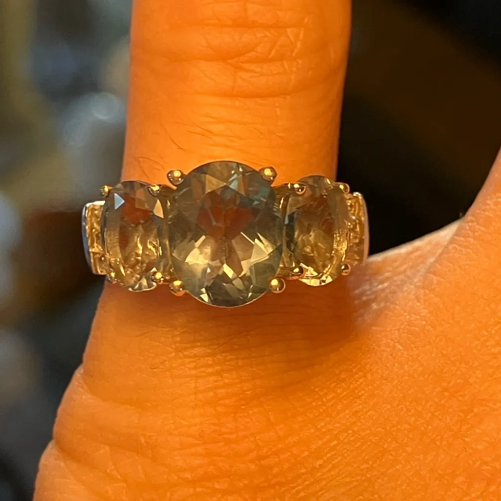 Teal Color Changing Fluorite Sterling Silver Ring Size 5 - Image 2