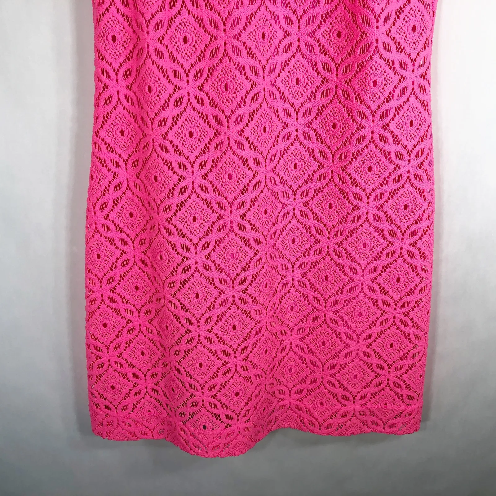Lilly Pulitzer‎ XS Dress Shift Mini Lace Neon Pink Sleeveless Lined Keyhole 291 - Image 6